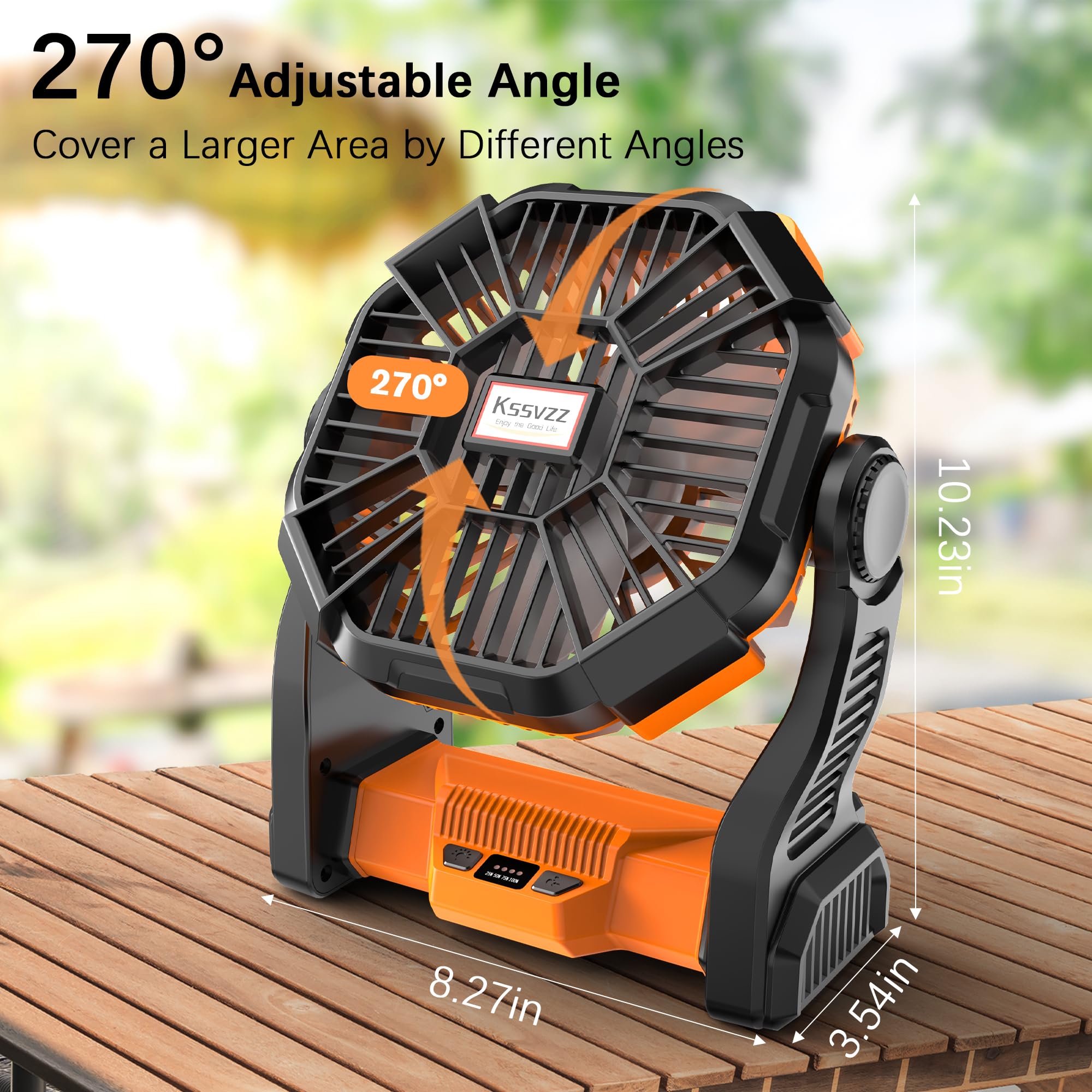 Portable Camping Fan Rechargeable With Led Lantern - 20000Mah Cordless Battery Powered Fan, 4 Speed