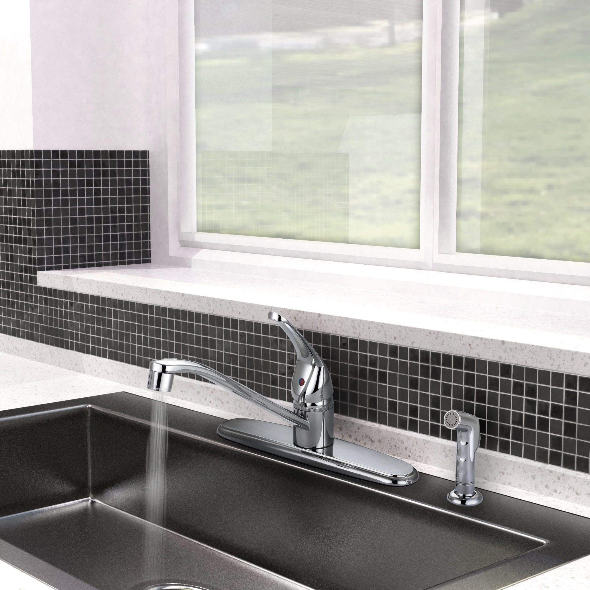 Keeney Plumb Pak Ebo67Bcp Belanger Dual Handle Metallic Kitchen-Polished Chrome Faucet