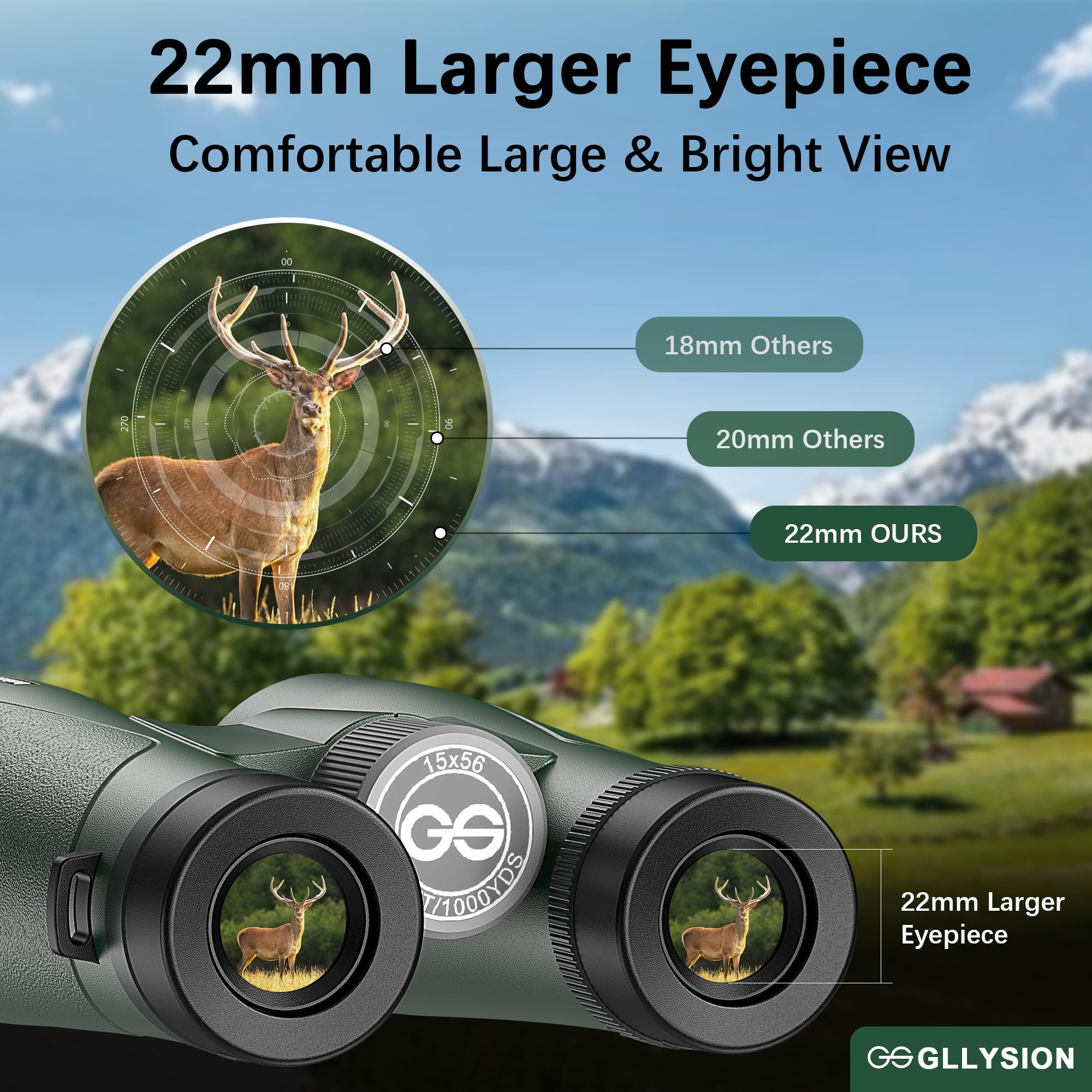 Gllysion 15X56 Professional Uhd Binoculars For Adults High Powered With Phone Adapter And Harness, Super Bright Waterproof Binoculars For Hunting Stargazing Bird Watching Hiking Travel