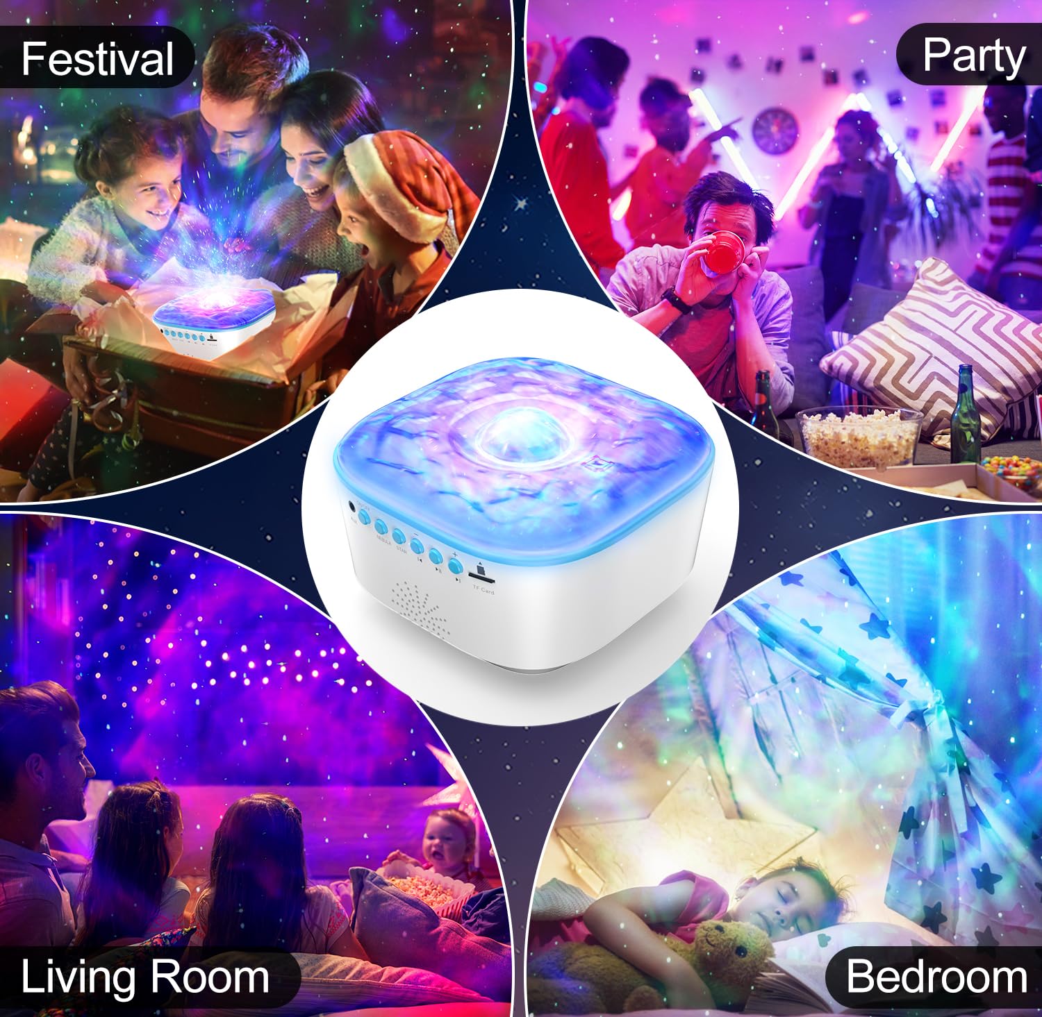 Juzihao Star Projector Galaxy Night Light With Remote Control, Timer, Bluetooth Speaker, Led Aurora Lights Projector For Ceiling 8 Lighting For Kids Adults Bedroom/Room Decor/ Christmas, Birthday