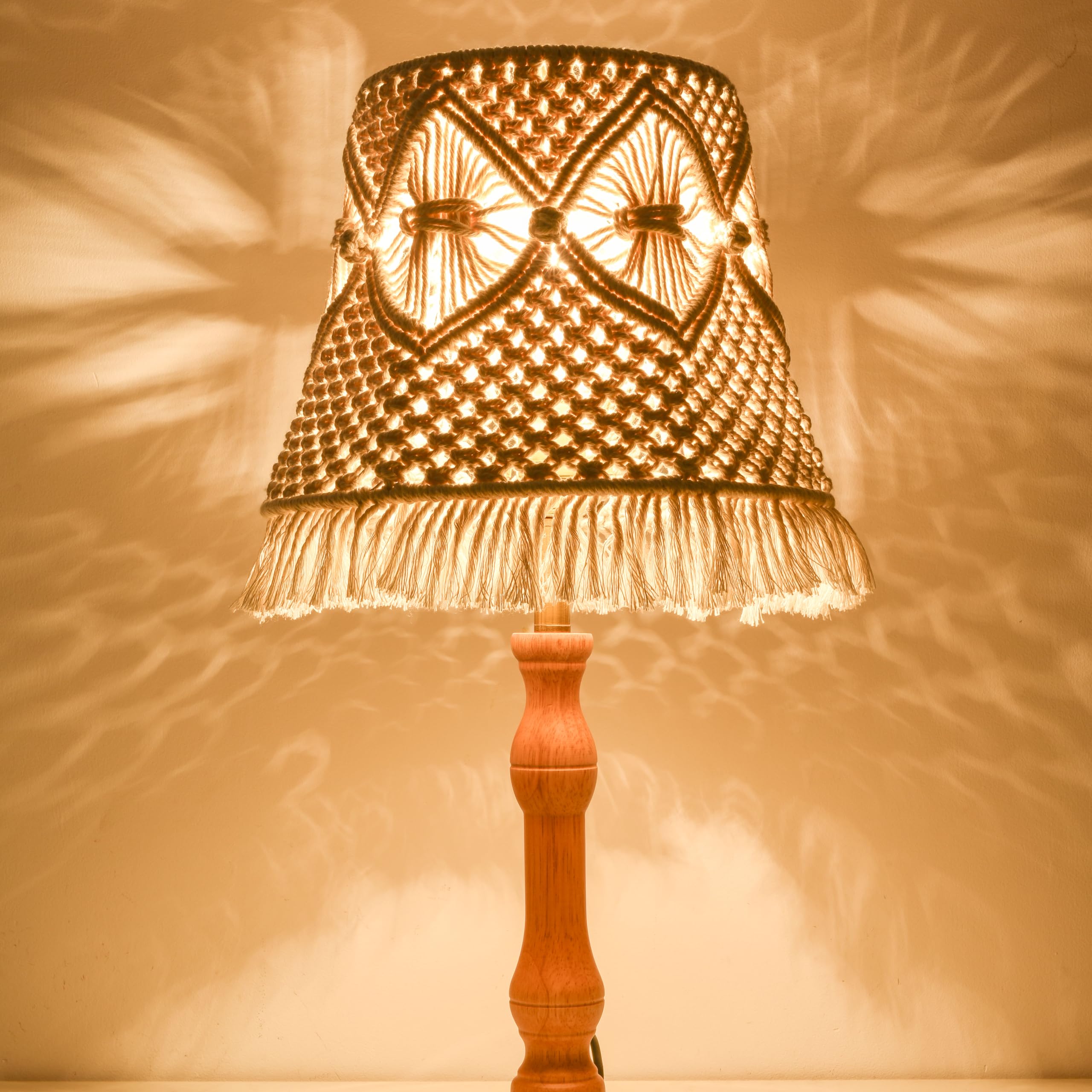 Boxemiya Boho Wood Table Lamp 23In Cute Desk Lamp With White-Ivory Hollow Woven Lampshade - Modern Bedside Or Side Table Lamp For Bedroom,Living Room,And Interior Decoration
