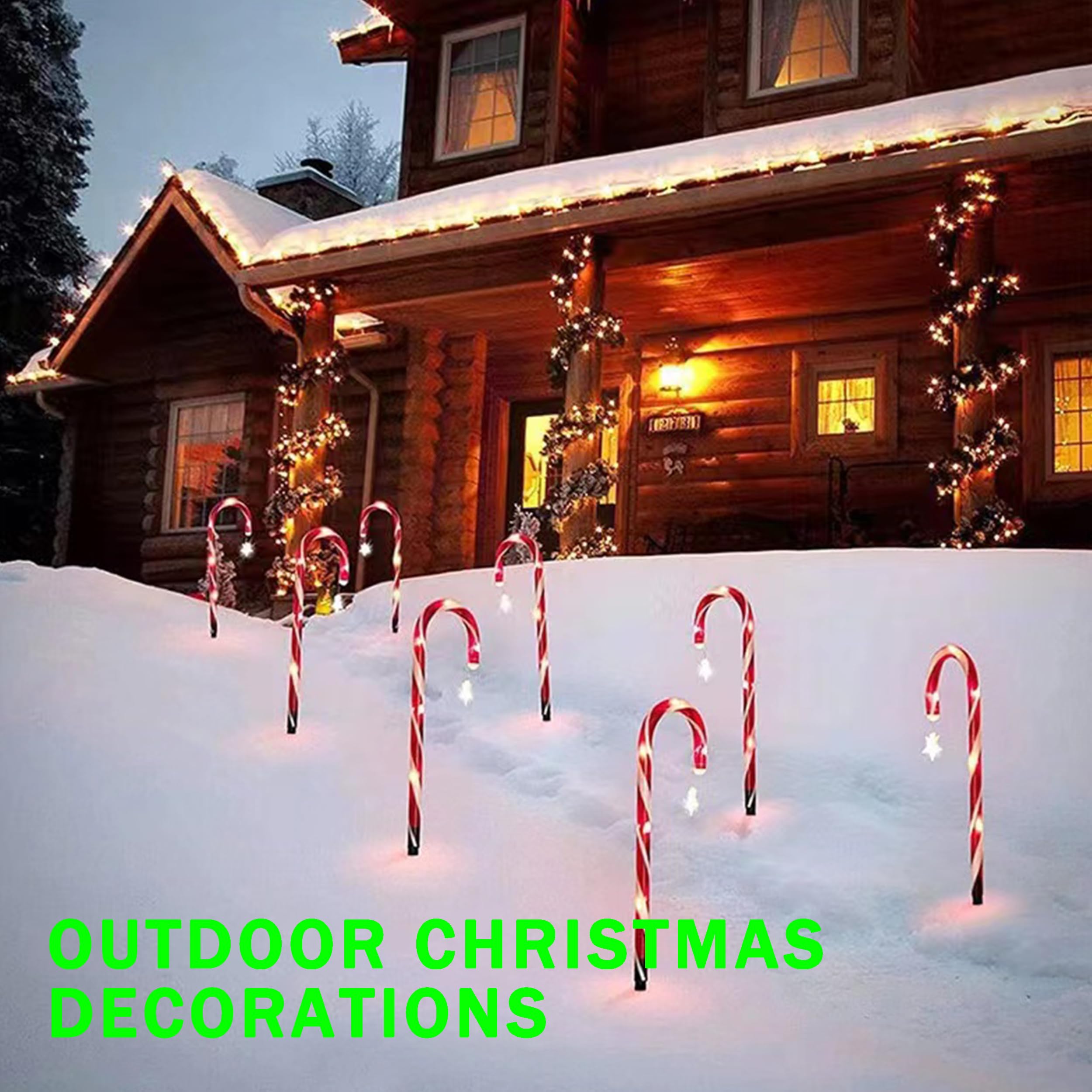 Koboin Christmas Decorations 8 Pack 19" Walk Way Candy Canes - Christmas Lights Candy Cane Pathwayxmas Solar Candycandy Cane Christmas Lights Outdoor ，Outdoor Christmas Lights Yard