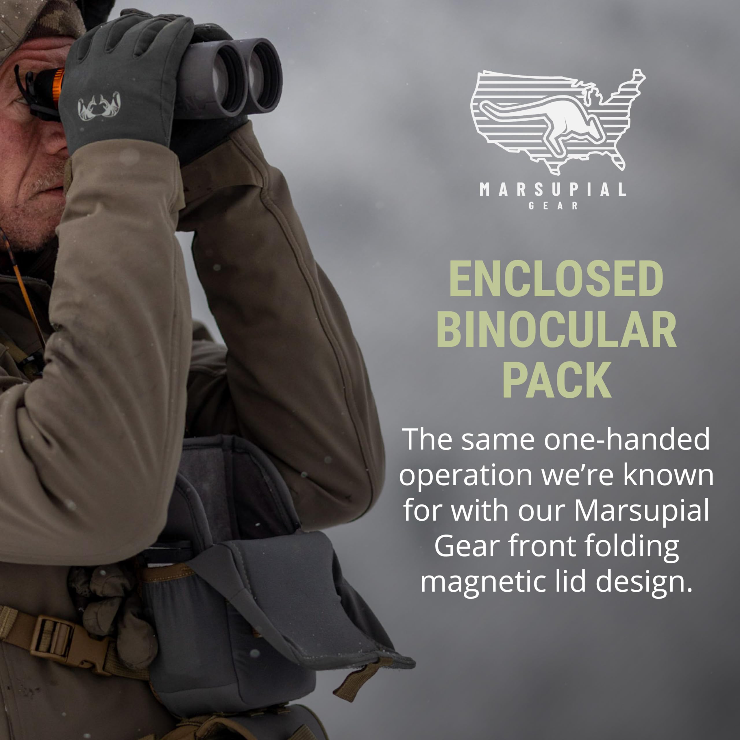 Marsupial Gear Enclosed Binocular Pack, Blaze, Small