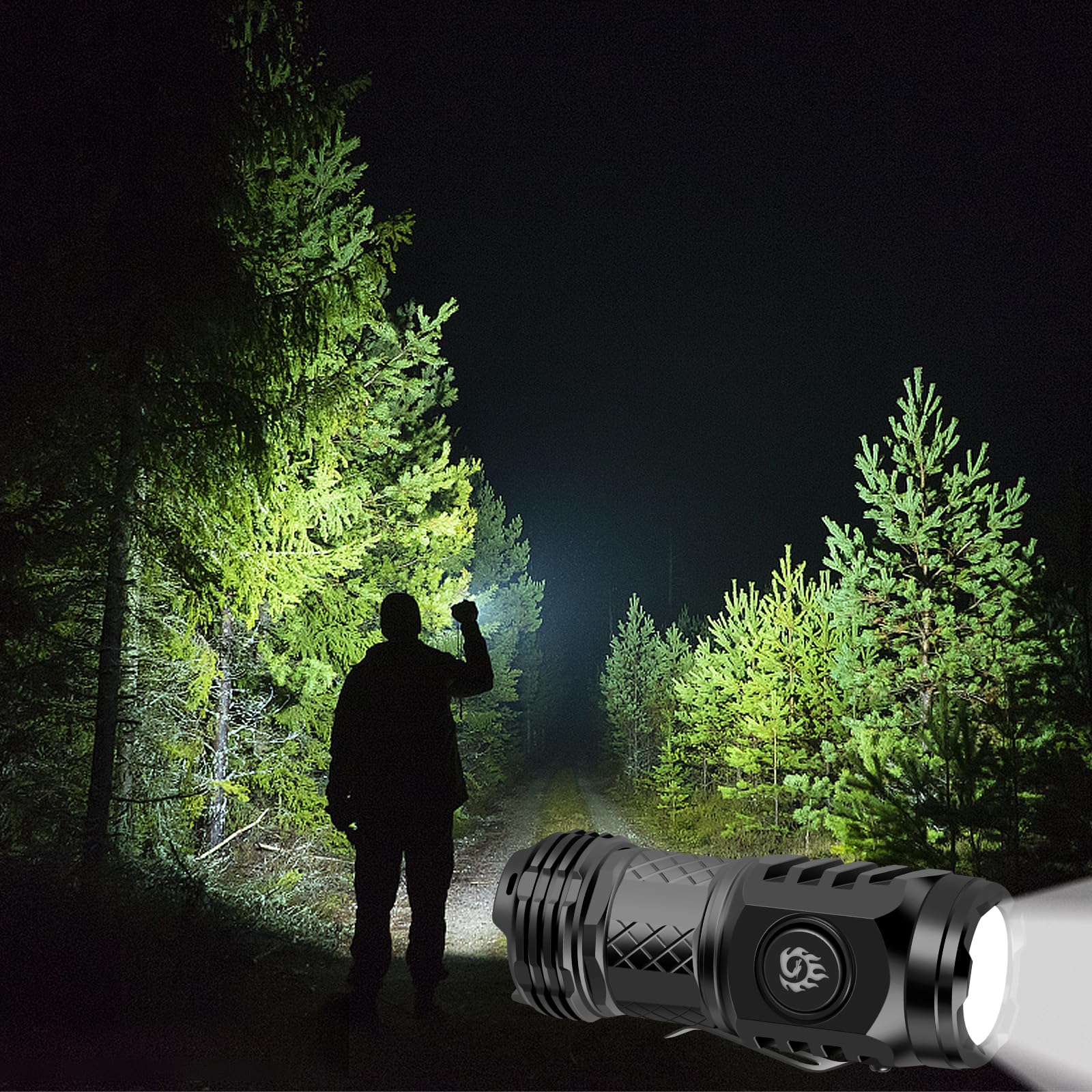 Hvxrjkn 2Pcs Three-Eyed Monster Mini Flashlight, German Three-Eyed Monster Mini Flash Super Power Flashlight, Pocket Flashlight With Clip, Mini Torch Led Flashlight, Portable Mini Pocket Torch (Black)