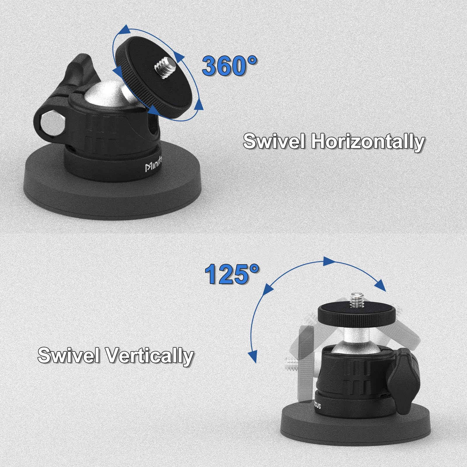 Minifocus Magnetic Camera Mount For Gopro, Magnet Mount Base Stand With 360° Rotation Ball Head For Gopro Hero, Dji Osmo, Akaso, Insta360 And More, Attaches To Steel Or Other Magnetic Surfaces
