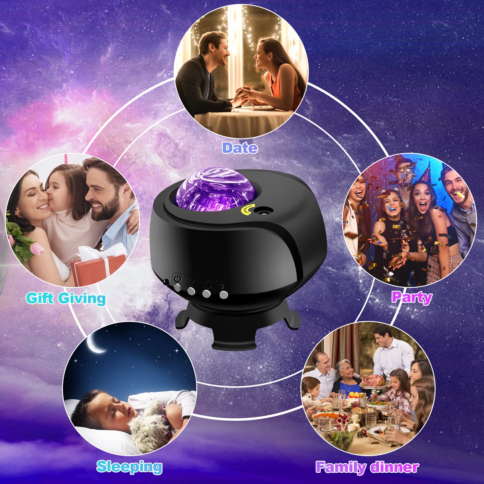 Fliti The Largest Coverage Area Galaxy Lights Projector 2.0, Star Projector, With Changing Nebula And Galaxy Shapes Galaxy Night Light