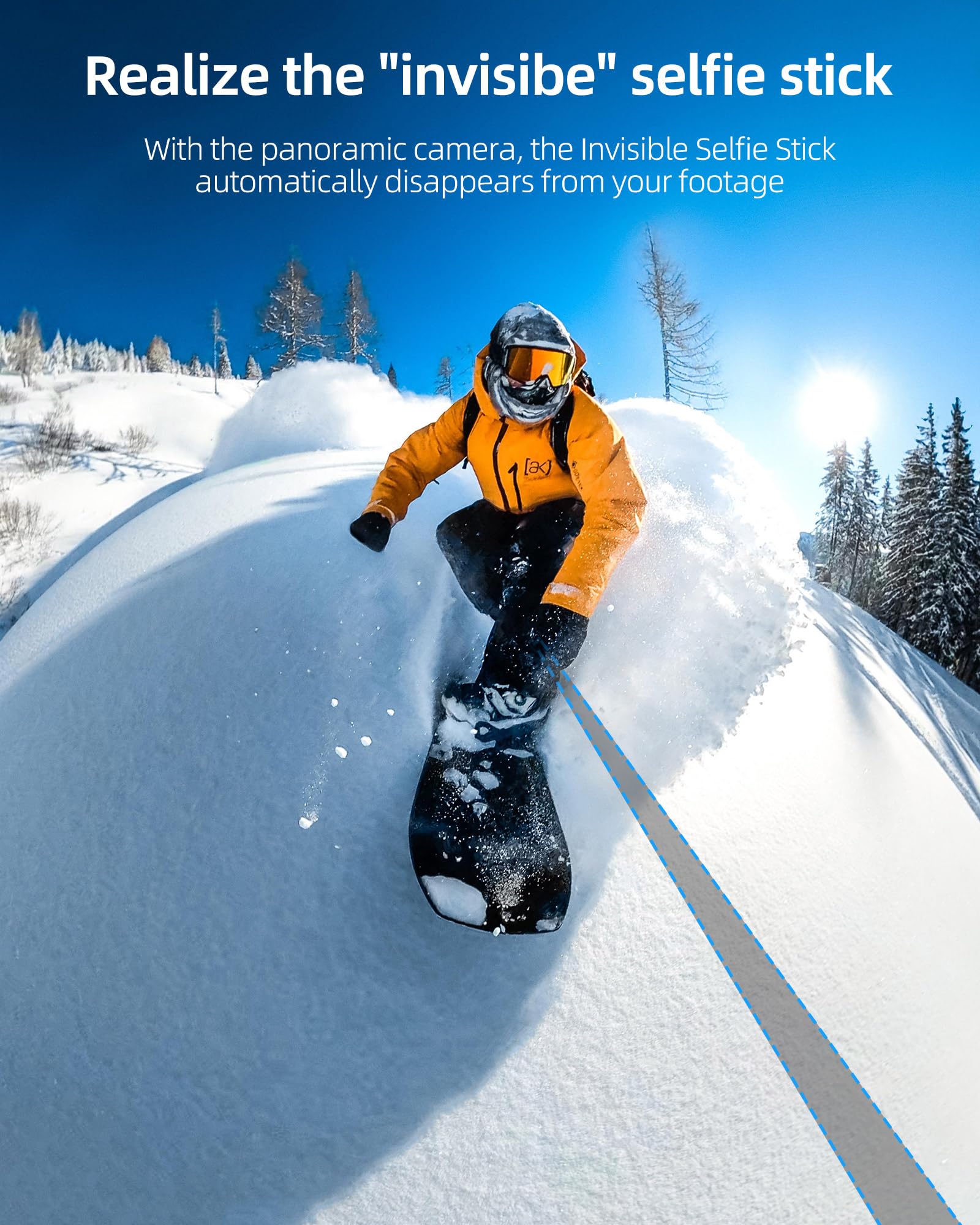 Camolo Geek 60"/1.5M Invisible Selfie Stick Carbon Fiber, 5Ft Extended Long Pole Compatible With Insta360 X4 X3 One X2, One R, One X, One Go 3S 3 2 Action 360 Camera (14.2 To 60")