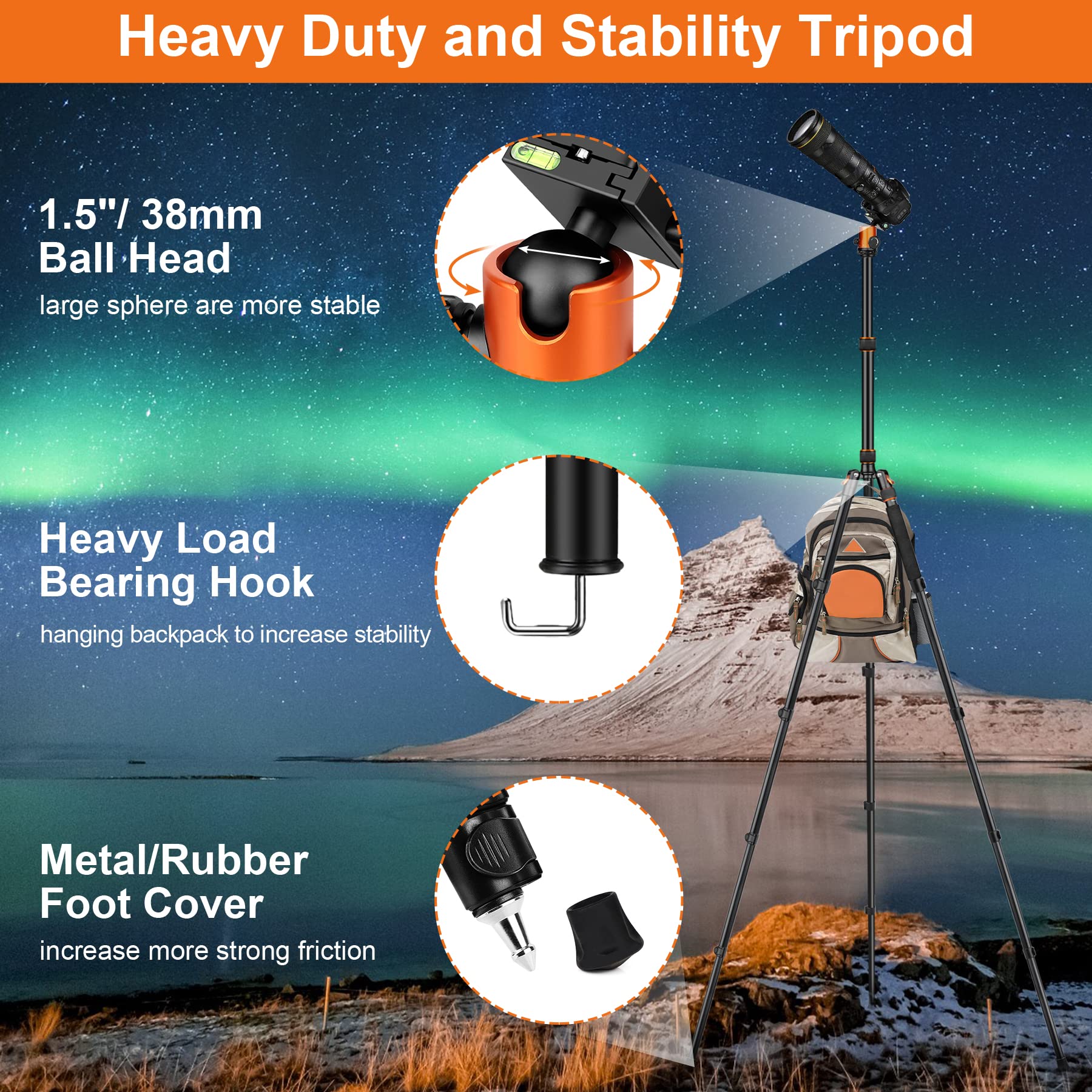 Joilcan Camera Tripod Replacement Accessories (Orange(Head))