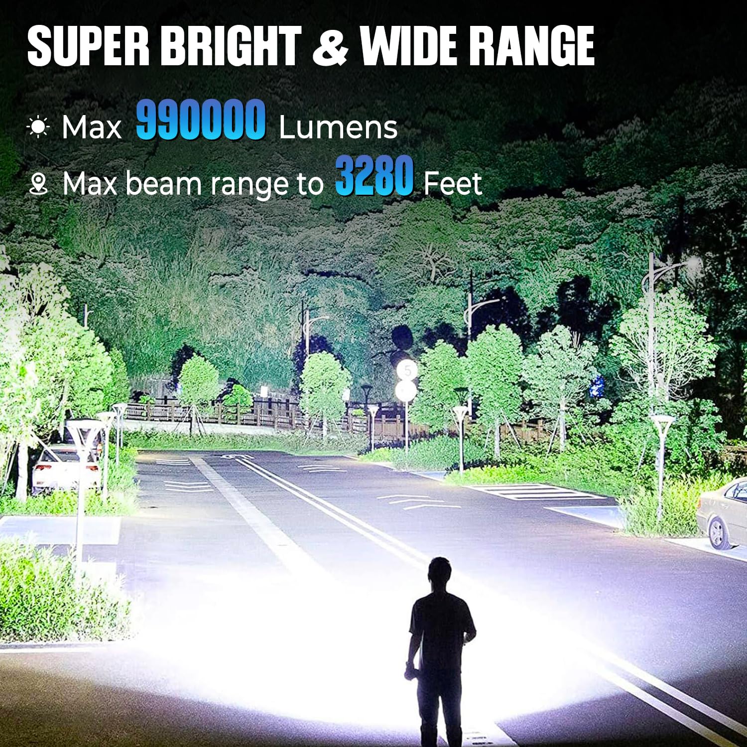 Bercol Flashlights Led High Lumens Rechargeable, 990,000 Lumen Super Bright Flashlight, Usb Fast Charging High Powered Flash Light, Powerful Ipx7 Waterproof Handheld Flashlights For Home,Camping(2 Pack)