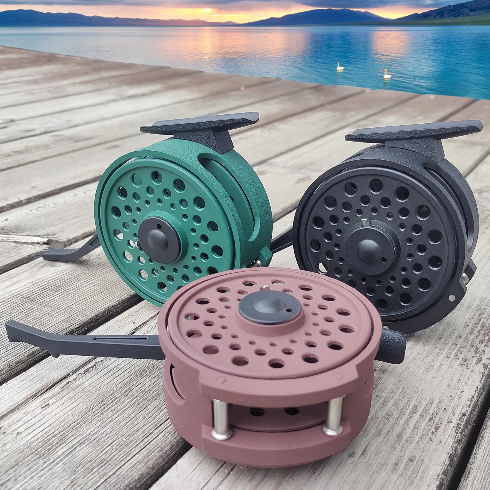 Aventik Semi-Automatic Fly Fishing Reel With Drag Adjustment Super Light Rapid Automatic Trigger System Graphite Nymph Fly Rod Reel For Freshwater Trout Fishing