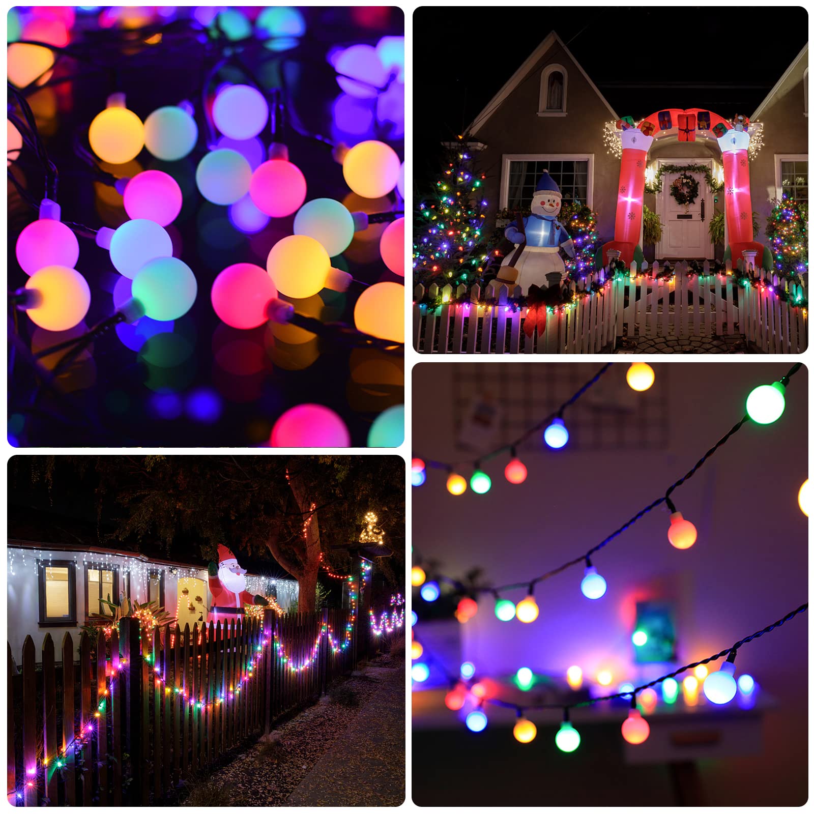 Micacorn Solar String Light Garden, Solar Globe Fairy Lights 23Ft 8 Modes 50 Led Waterproof Ball Solar Powered Lights For Garden Christmas Outdoor Wedding Festival Party Decoration