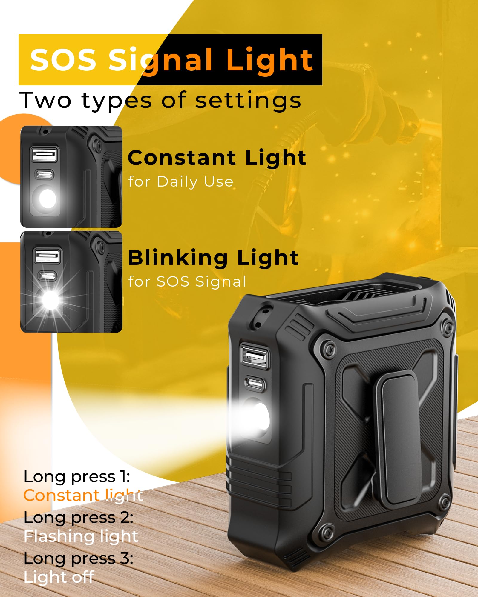 Portable Waist Fan, Portable Fan With 5-Speed Settings, Dual-Sided Clip On Wearable Belt Personal