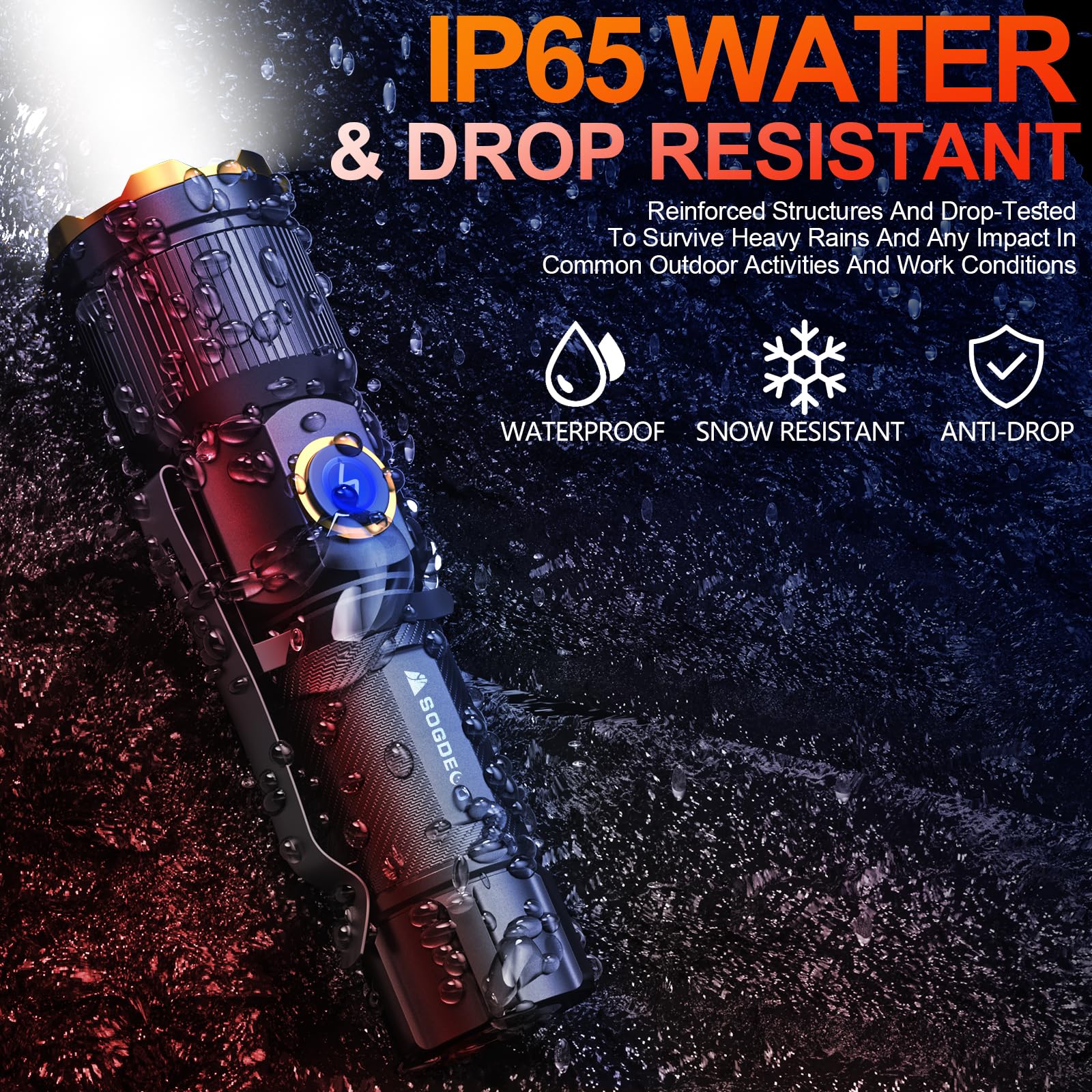 Sogdeco Rechargeable Flashlights High Lumens, Super Bright Small Led Flash Light, 26 Hours Long Lasting, 4 Lighting Modes, Magnetic Zoomable Pocket Flashlight For Emergencies Home Camping (2 Pack)
