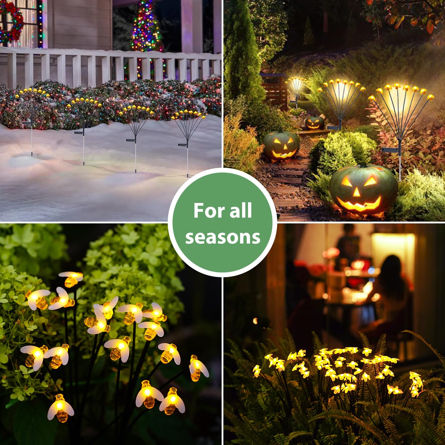 Nacome Solar Garden Lights For Outside – Landscape Decor,Yard Patio Decoration, Waterproof Swaying Bumble Bee(2Pack), Mom  For Women