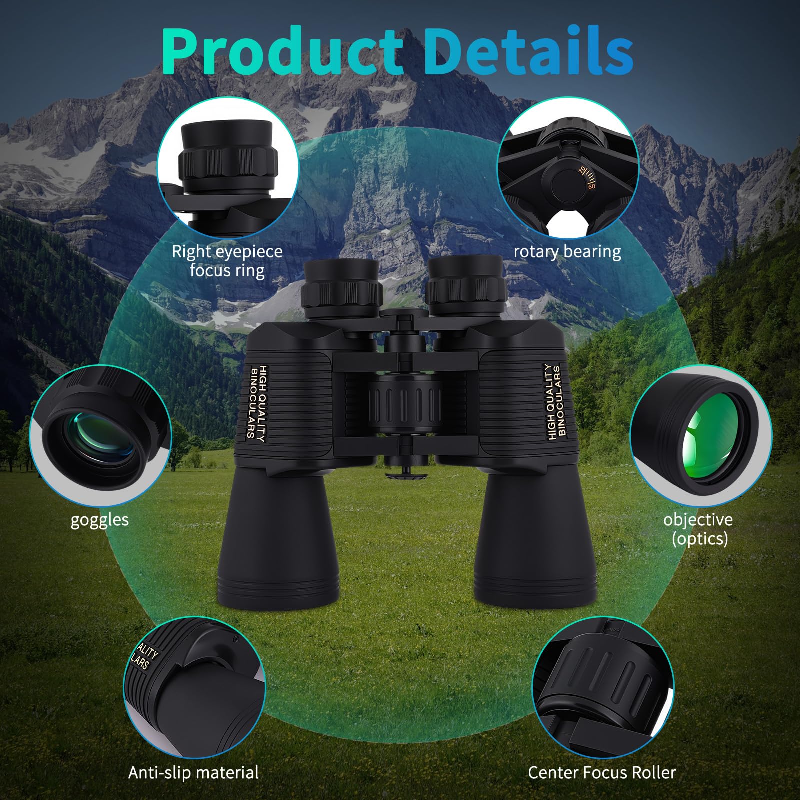 Sfeoot 20X50 High Powered Binoculars For Adults, Clear Durable Binoculars For Bird Watching Sightseeing Wildlife Watching Travel Hunting Football Games Stargazing With Carrying Case & Strap
