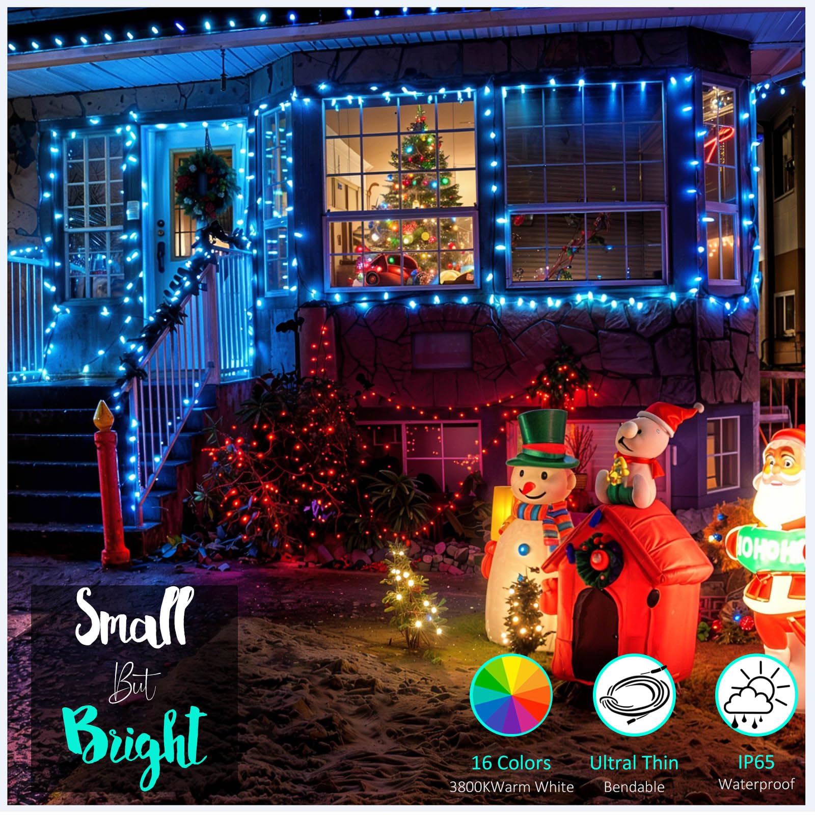 Homestarry Outdoor String Lights - 80 Ft Rope Lights With 240 Color Changing Leds, Waterproof & Plug-In For Wedding, Patio, Garden & Christmas Decor