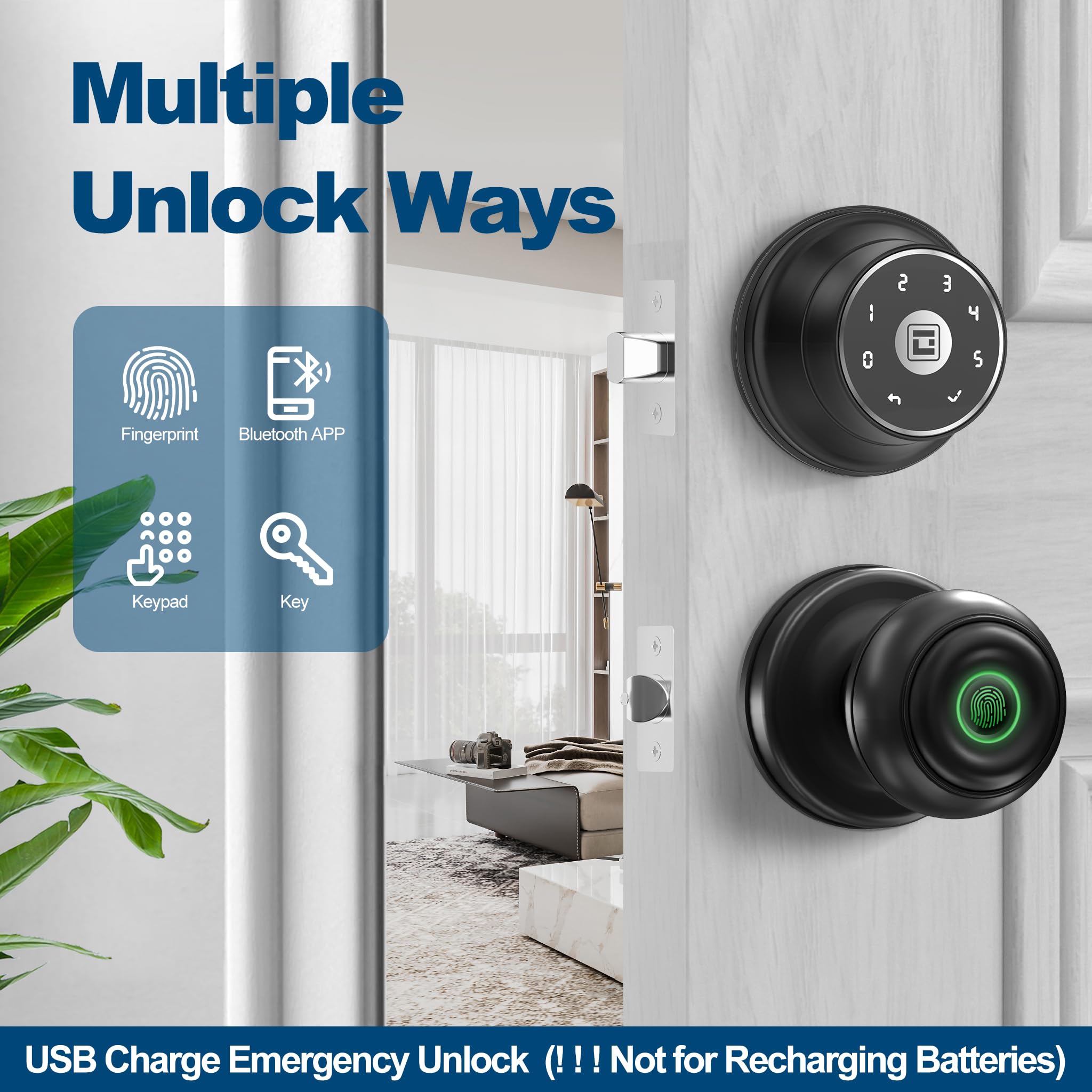 Geektale Keyless Entry Door Lock, Electronic Keypad Deadbolt Smart Lock With App Control, Smart Deadbolt Lock For Front Door