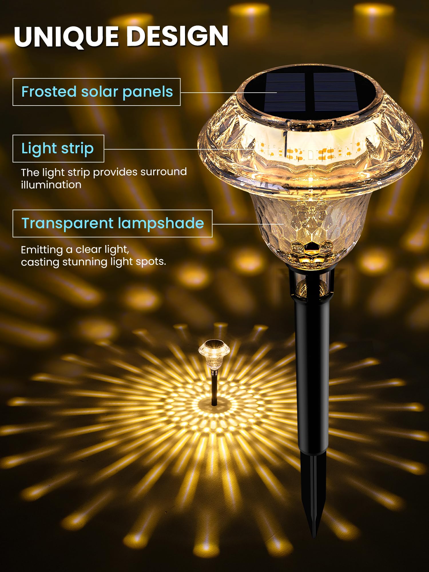 Solpex Solar Pathway Lights Garden Decor For Yard, Garden Lights Solar Powered Waterproof Landscape Lighting, Solar Outdoor Lights Porch Decor For Path Walkway Driveway (6 Pack Warm White)