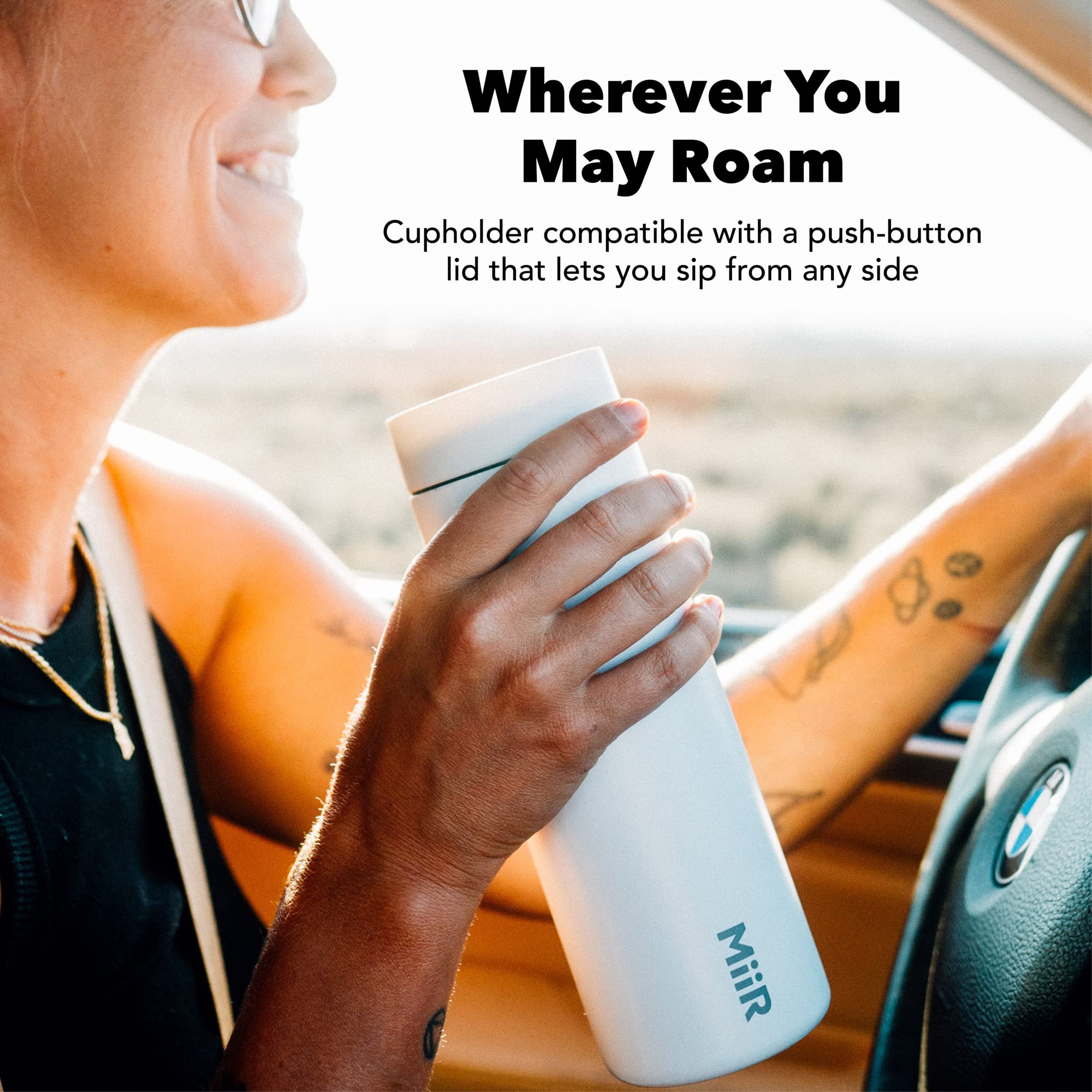 Miir 360 Traveler, Stainless Steel Double-Wall Vacuum Insulated Tumbler - Leakproof 360 Lid