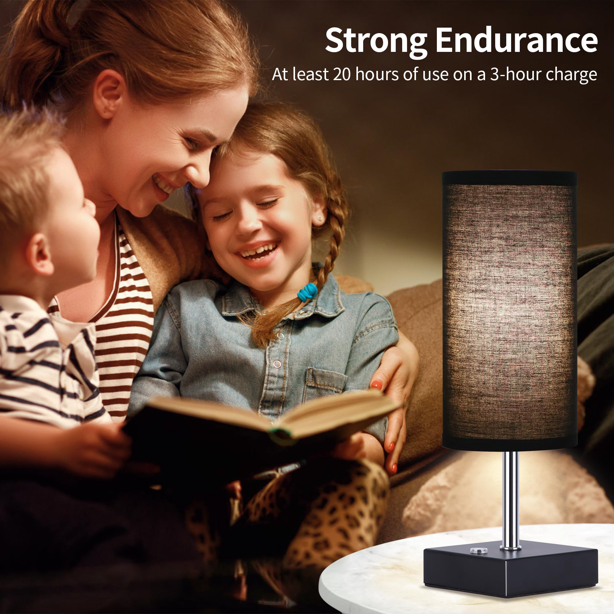 Avv Cordless Table Lamp, Battery Operated Lamp For Night Stand, 3 Modes Battery Powered Wireless Table Lamp, Touch Control Rechargeable Lamp For Bedroom, Living Room, Reading Room, 12 Inch Black