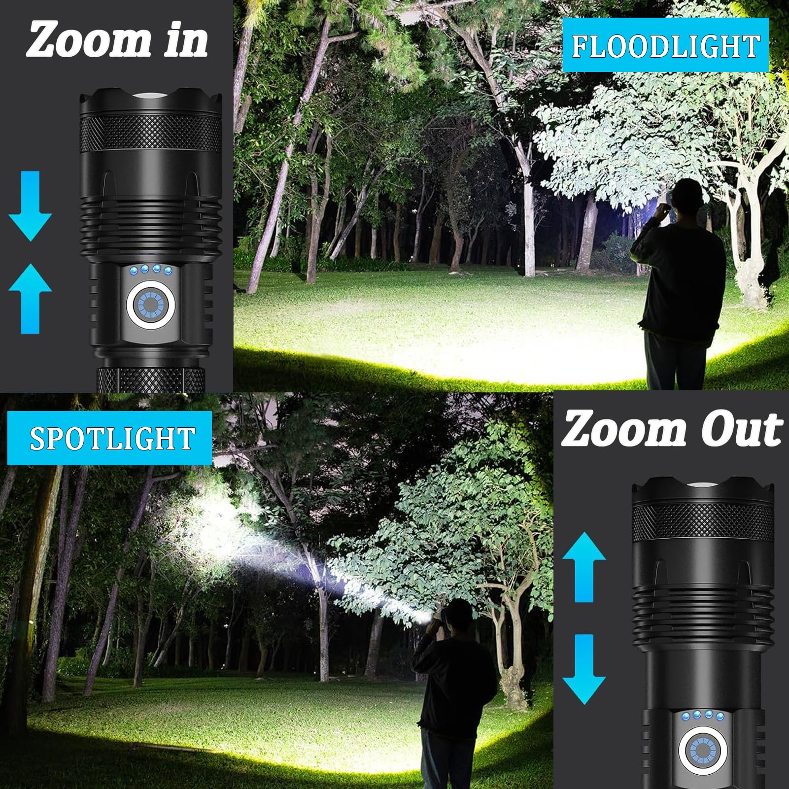 Kwznob Rechargeable Led Flashlights 100,000 High Lumens Super Bright Flash Light With 5 Modes, Powerful Handheld Flashlight For Camping Emergencies