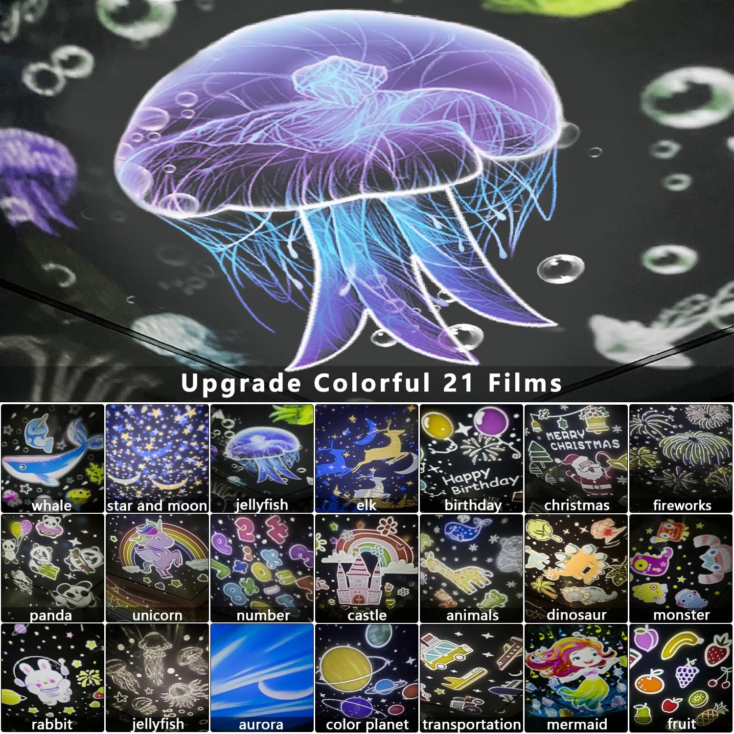 Lytrdit 21 Sets Of Films, Night Lights For Kids, Star Galaxy Projector, Bedroom, Ceiling, Star Projector With 360 Rotating For Boys And Girls, Birthday, Christmas , Room Decor