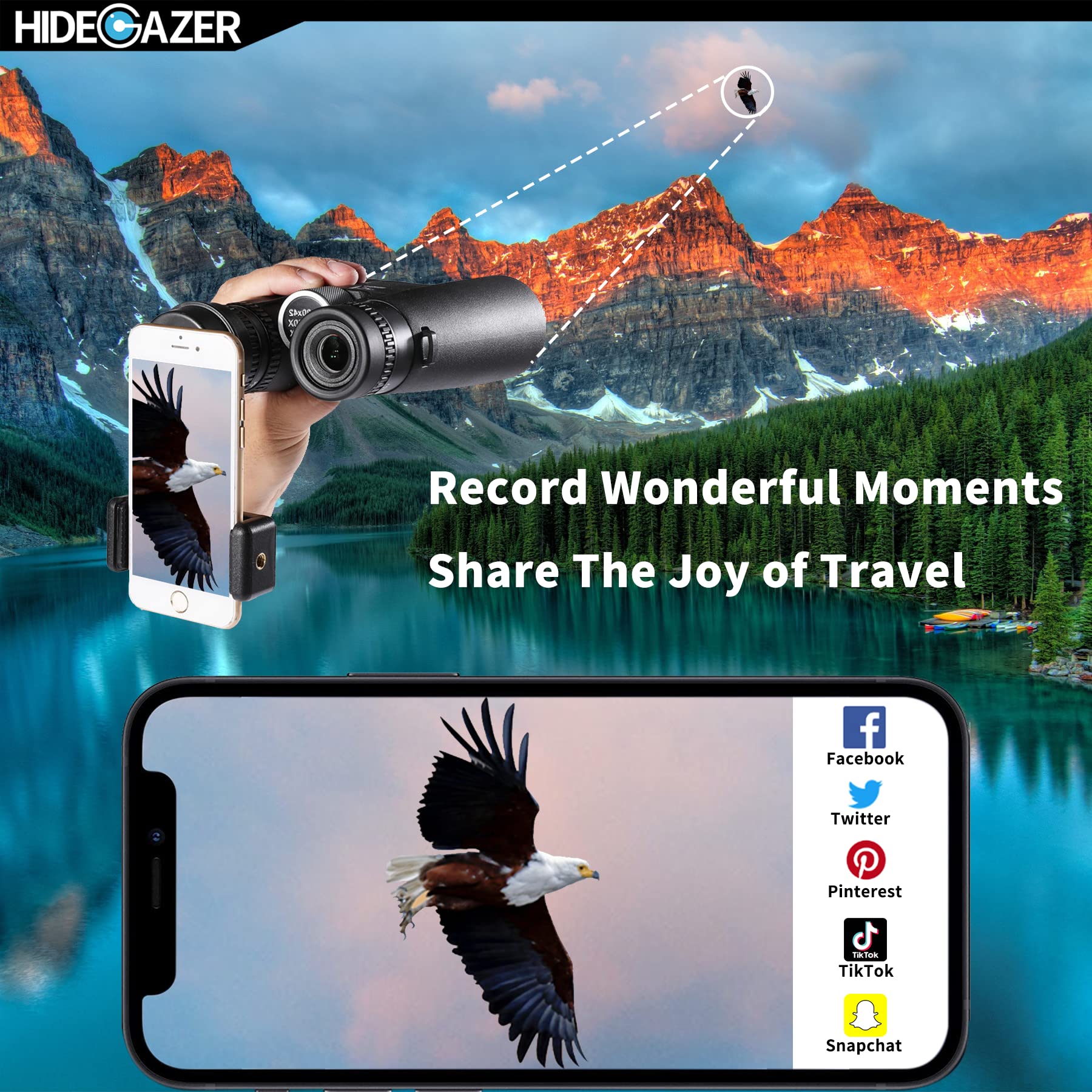Hidegazer Binoculars For Adults And Kids, Compact Binoculars High Powered,Large View Binoculars Low Light Night Vision，Hunting Binoculars For Birds Watching,Sightseeing,Travel,Concert,Outdoor Sports