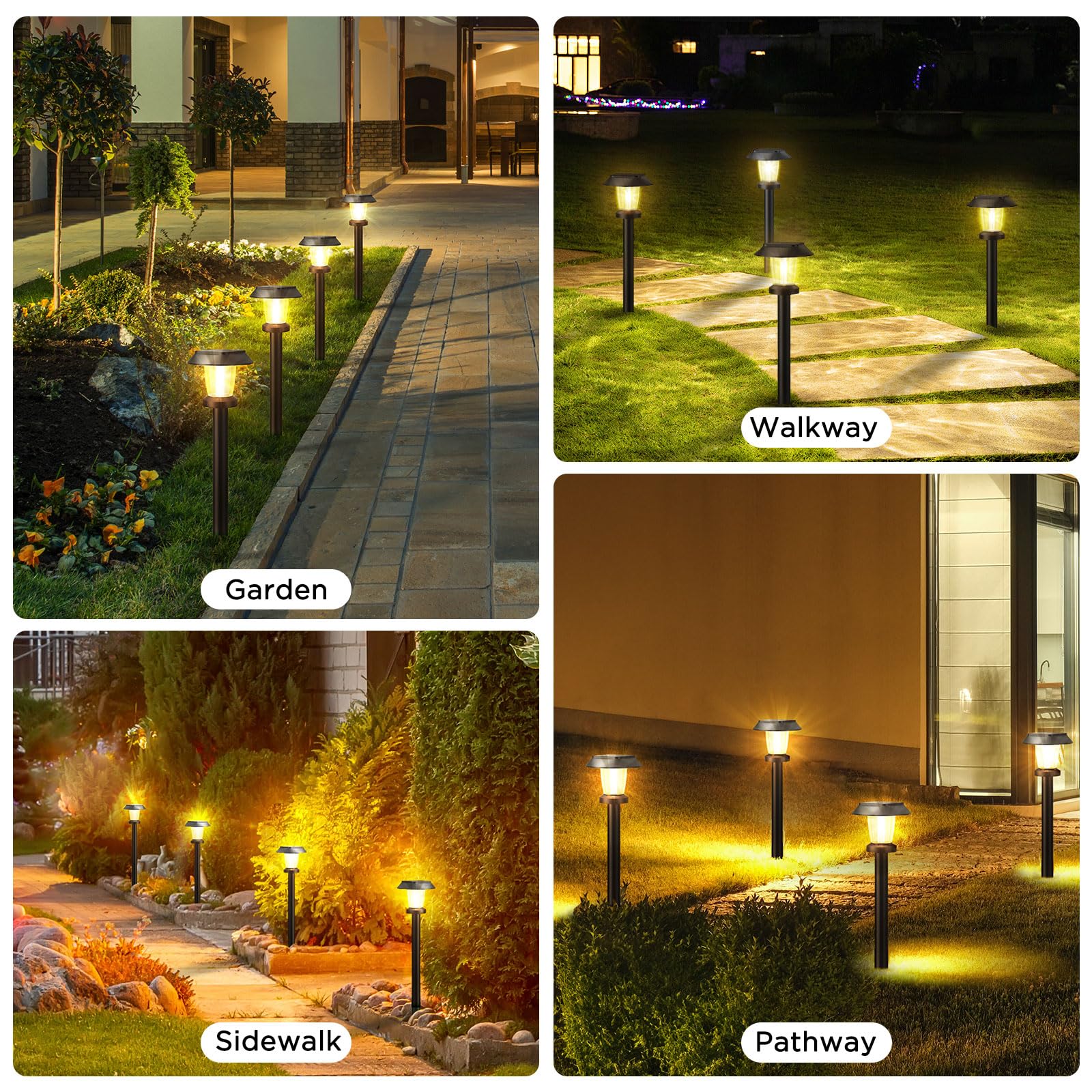 Alepod Solar Pathway Lights Outdoor - 8 Pack Solar Powered Garden Lights Waterproof, Decor Landscape Lighting With Three Lighting Modes For Yard, Lawn, Walkway, Driveway, Warm White
