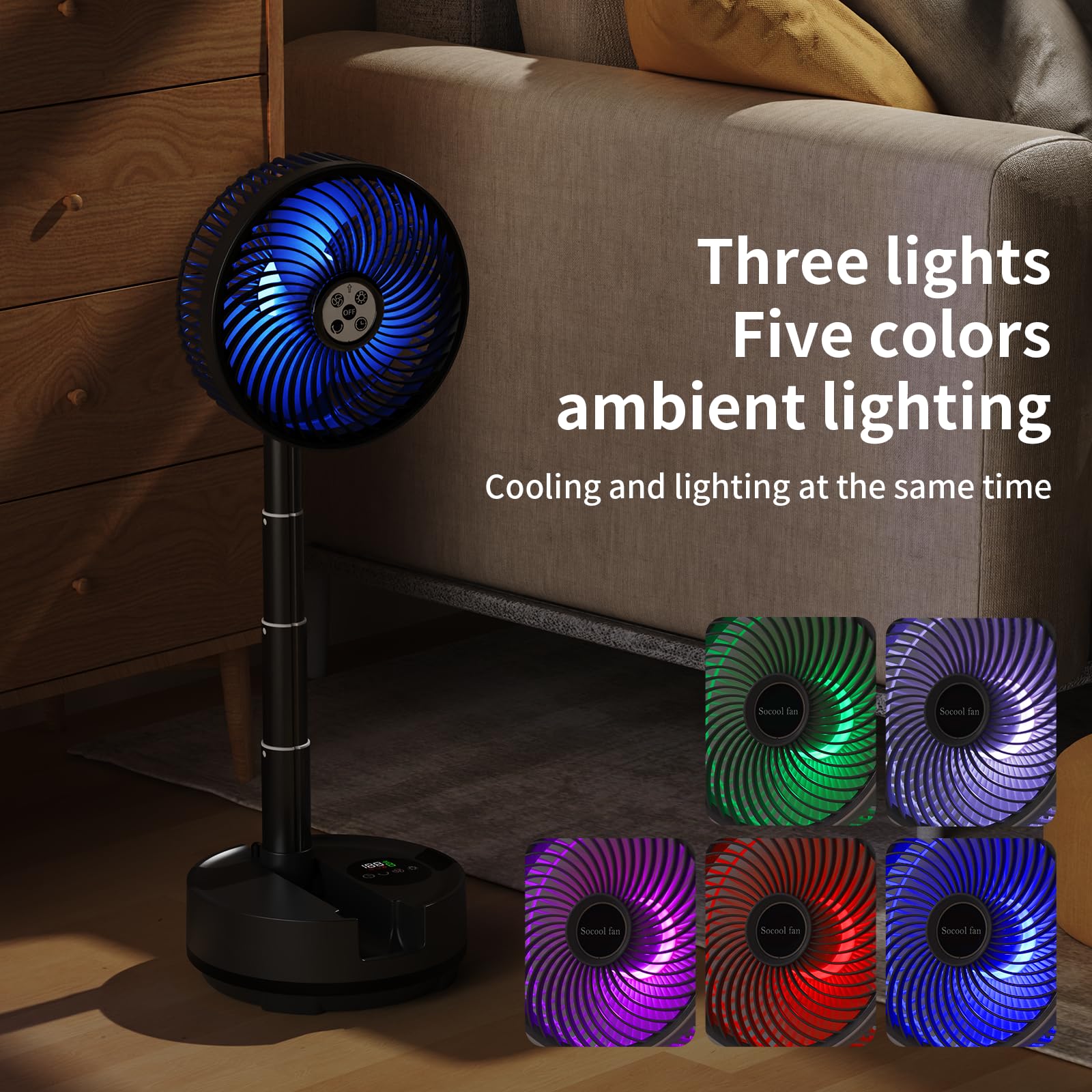 Socool 20000Mah 8 Inch Portable Fan Battery Operated Fan, Oscillating Charging Fan, Remote Control