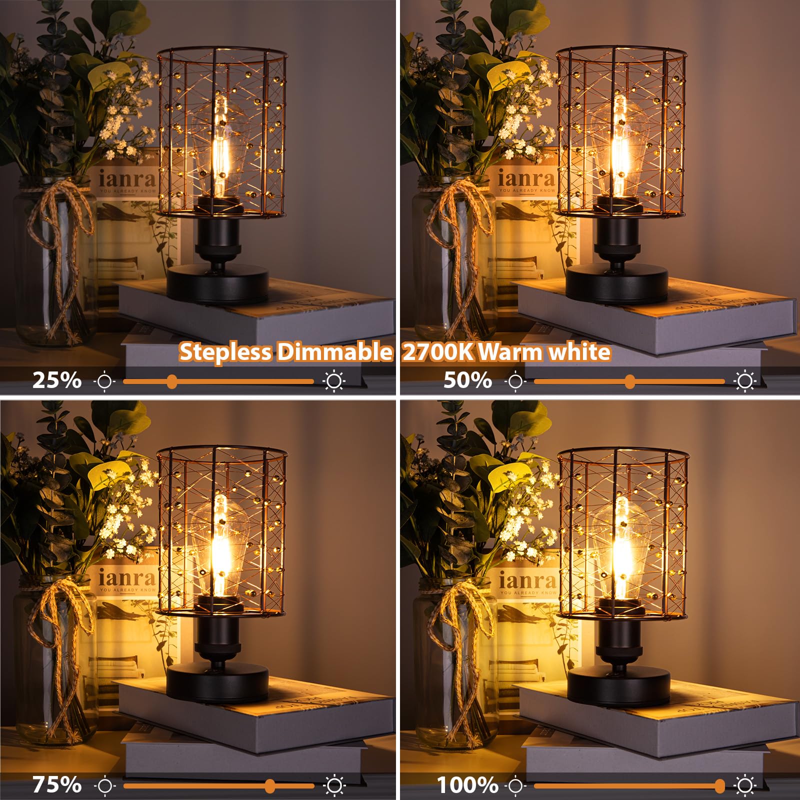 All Fortune Cordless Rechargeable Outdoor Table Lamps, Battery Operated Table Lamp With Stepless Dimmable Table Lights, Outdoor Lamps For Patio, Living Room, Bedroom, Indoor- Set Of 2