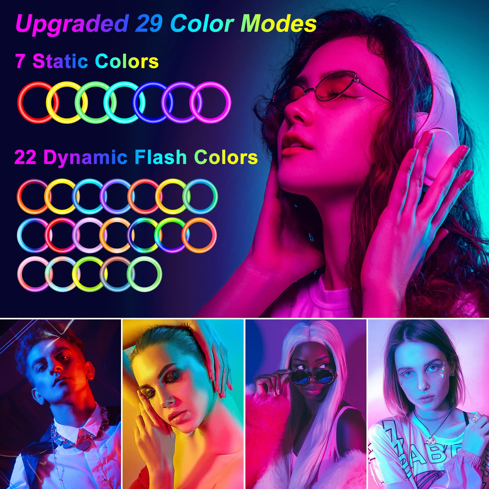 Stally 12.3" Ring Light With Stand 75" Tall And 2 Phone Holder, Ring Light Tripod For Iphone With 3 Cct Mode & 29 Color Modes, Remote Shutter, Desk Tripod, Great For Live Stream/Makeup/Youtube/Tiktok