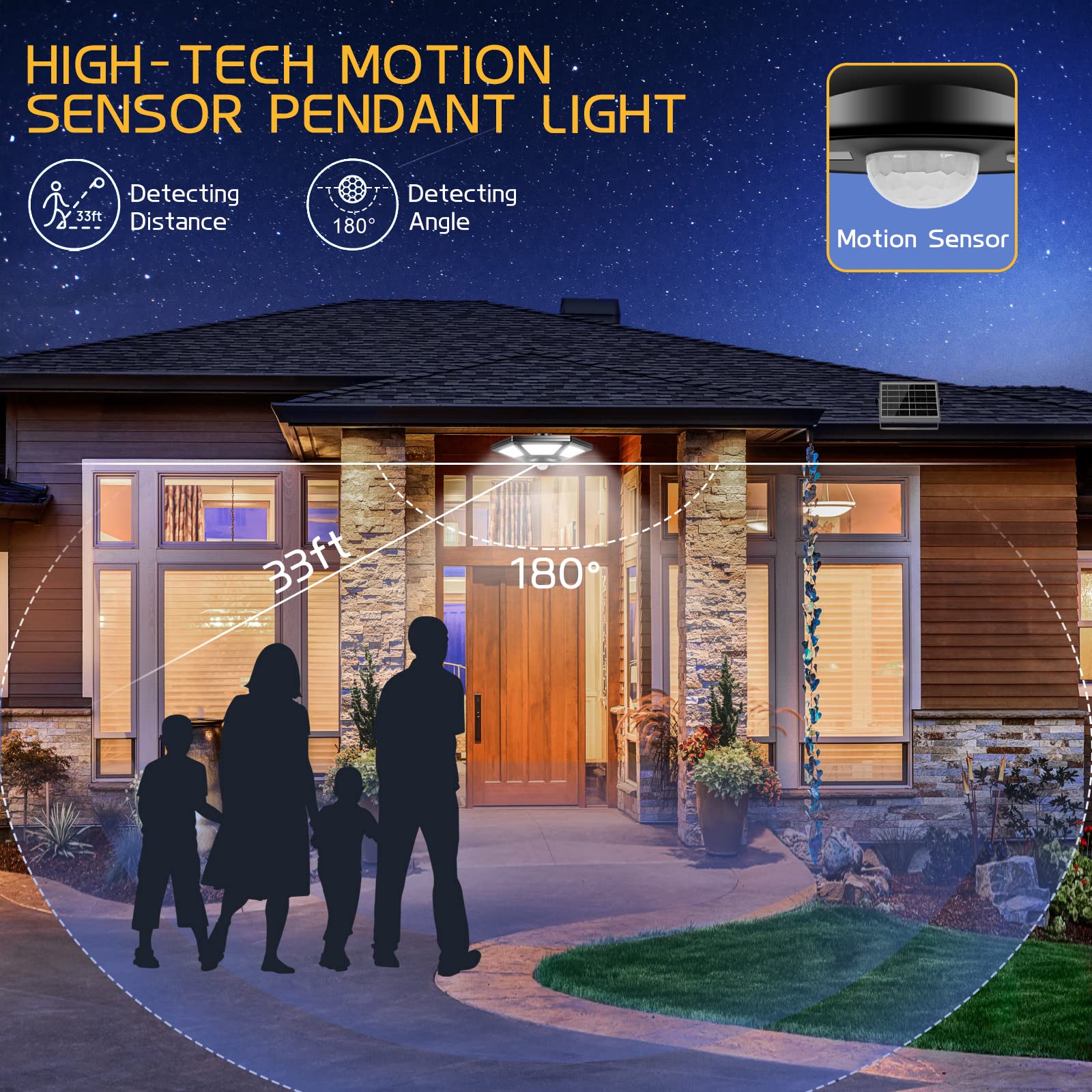 Deogos Solar Shed Light, Solar Pendant Light Indoor Outdoor,180 Led 1000Lm Solar Indoor Lights Motion Sensor With Remote Control For Shed Barn Gazebo Garage Home
