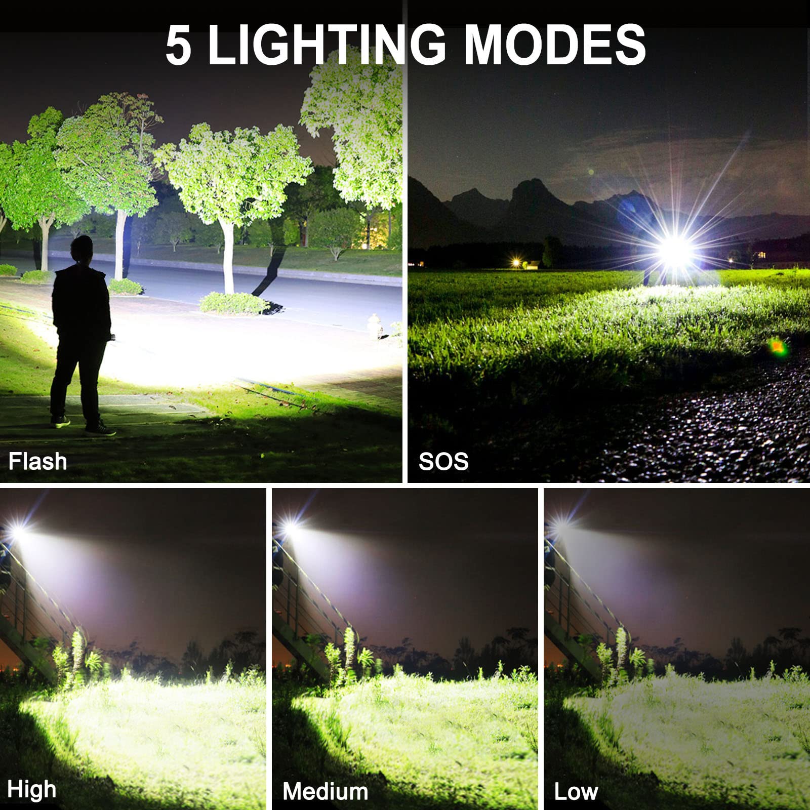 Omalight Rechargeable Led Flashlight, 990000 Lumens Xhp90.2 Super Bright Tactical Flashlights With Zoomable 5 Modes Waterproof Flash Light For Camping Emergencies Outdoor Indoor