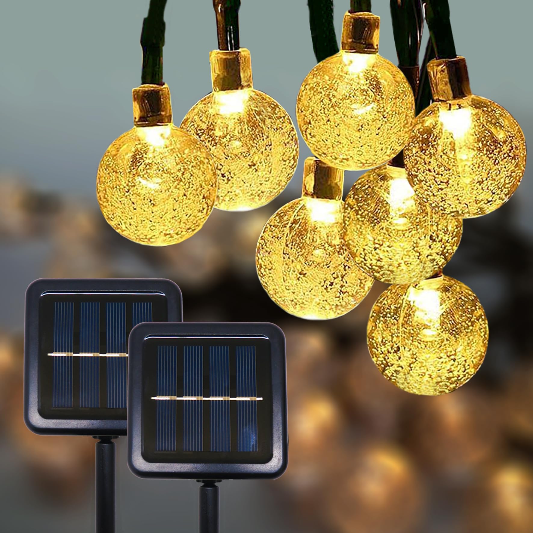 Mingguang Solar String Light Outdoor Waterproof Garden Decor Fairy Lights Auto On/Off, Decorative Lighting For Garden, Patio, Yard, Party Pathway, Lawn Weatherproof & Easy Install 2 Pack 120 Led 72Ft