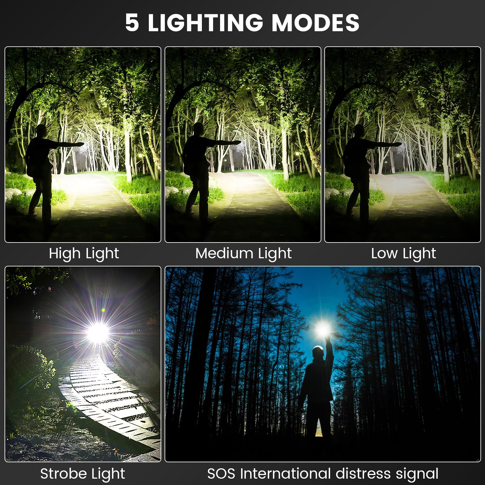 Befamali Rechargeable Flashlights High Lumens, 990,000 Lumens Super Bright Flashlight With 5 Modes, Waterproof Powerful Led Flash Light For Home Camping Hiking(2 Pack)