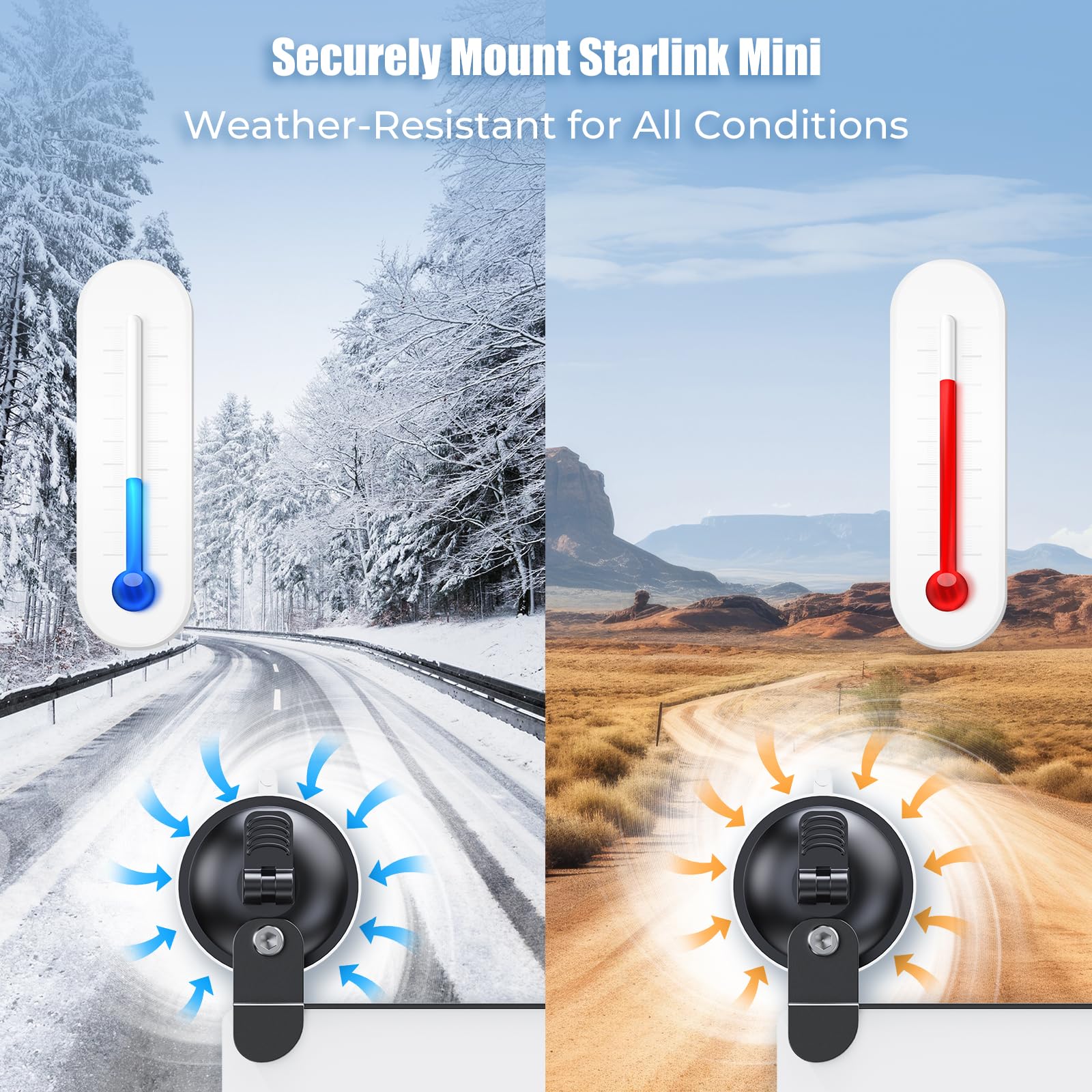 Golured Starlink Mini Car Mount And Car Mounting Kit, Starlink Mini Mount With Strong Suction Cups And Dual Slots For Secure Sunroof/Front/Rear Window Installation, Suitable For Travel Internet (Gray)
