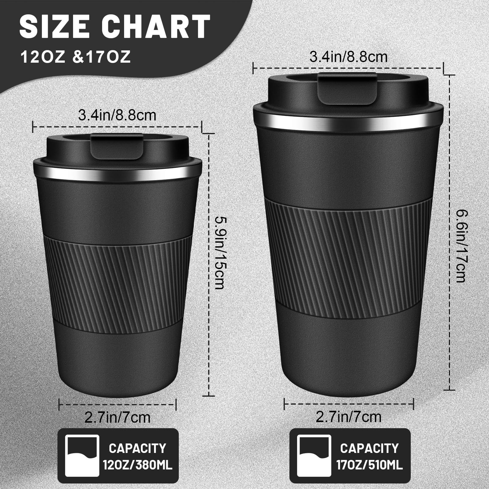 Insulated Coffee Tumblers With Flip Lid 12Oz / 17Oz, Stainless Steel Travel Coffee Mug Leak Proof