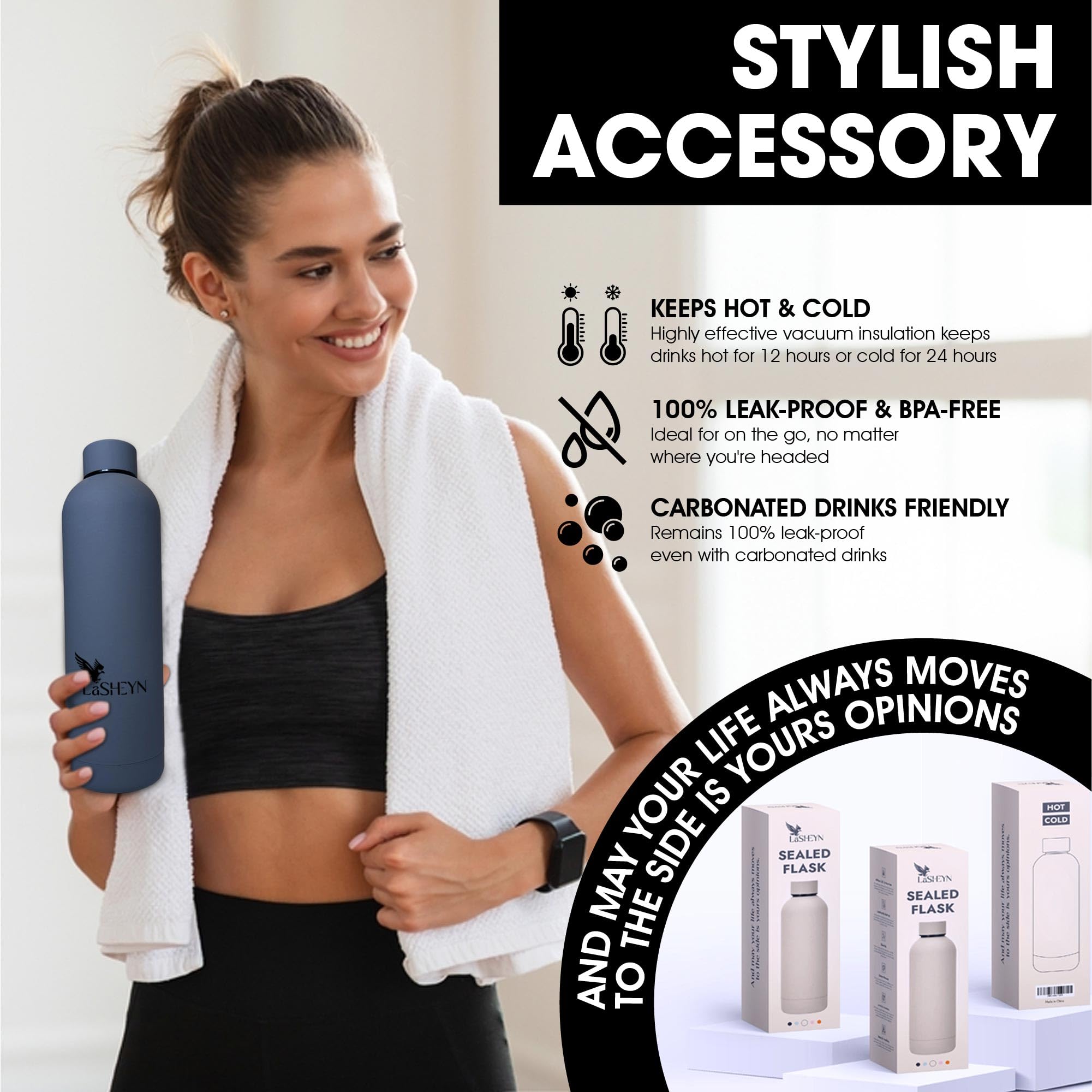 Stainless Steel Insulated Water Bottle 25Oz   Perfect For On The Go, Home, Office