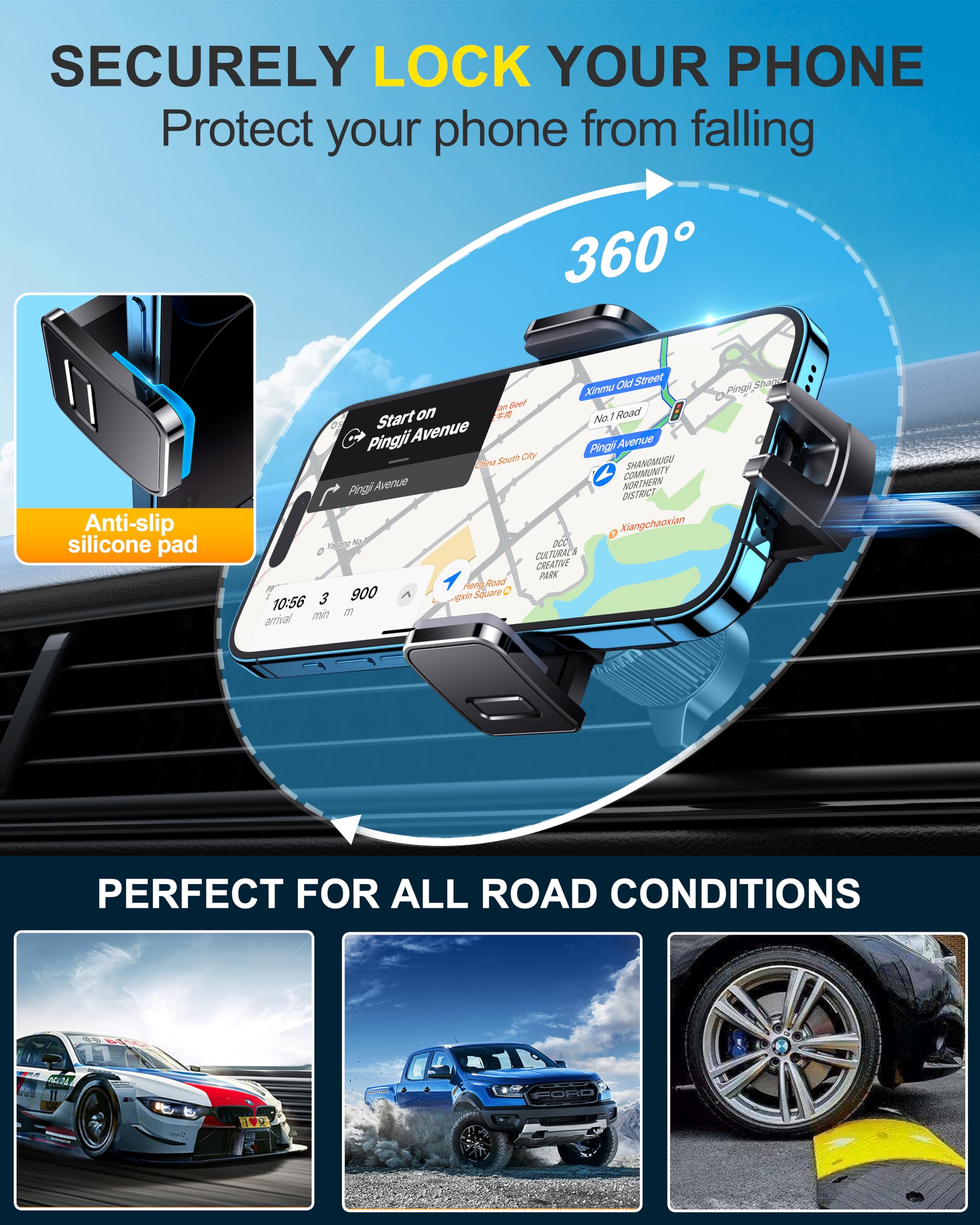 Guceful Wireless Car Charger, 15W Fast Charging Auto Clamping Car Phone Holder Wireless Charger Air Vent Car Phone Mount Fit For Iphone 15 14 13 12 Mini Pro Max 11 Xr Xs X, Samsung Galaxy S23 S22 S21+