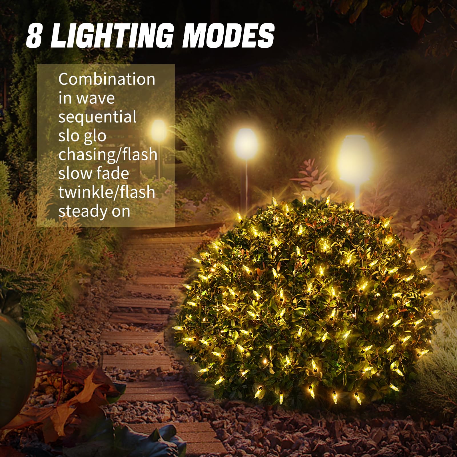 Liveasily Solar Powered Christmas Net Lights Outdoor, 8 Modes Mesh Decorations For Bushes, Garden, Yard - 6Ft6Ft, Warm White