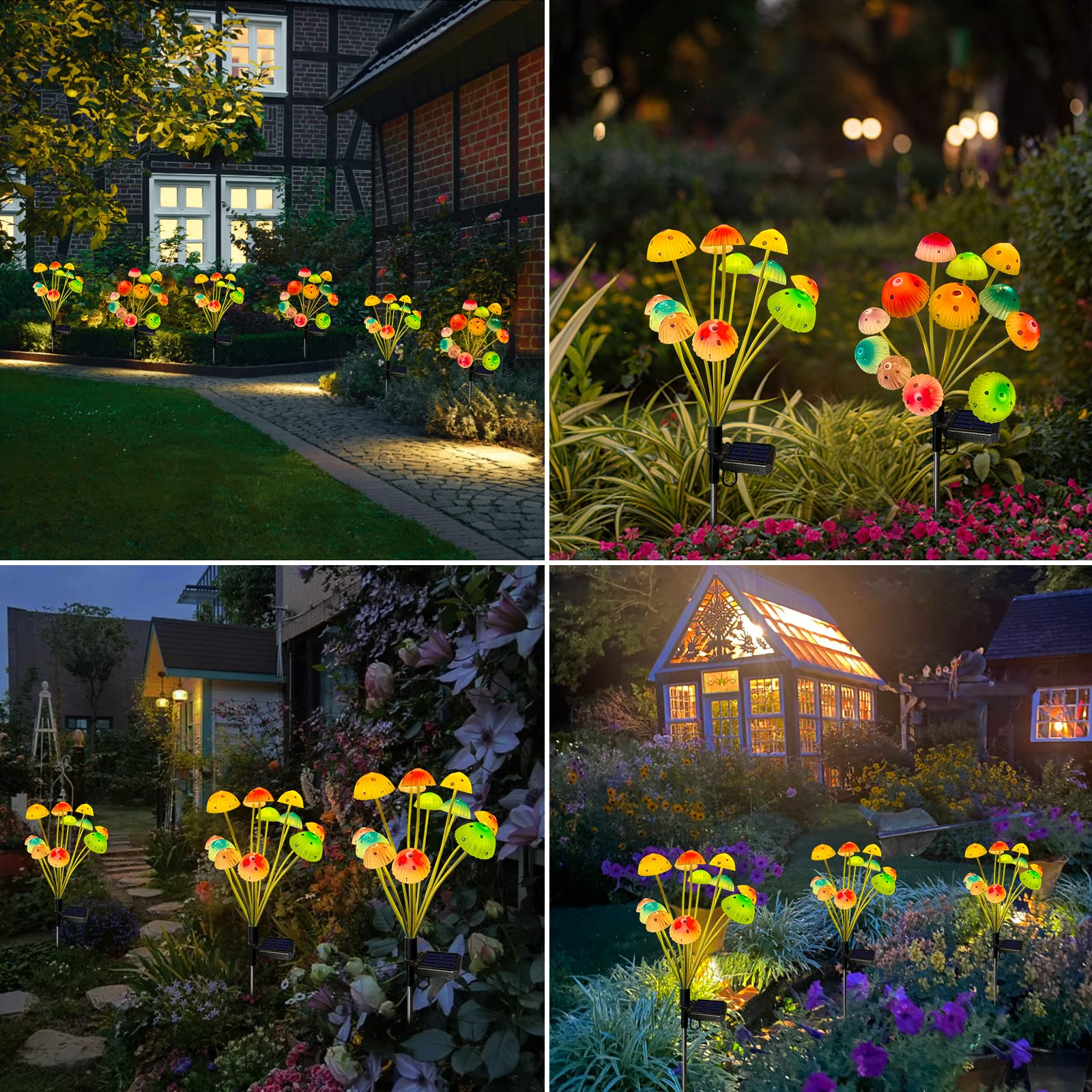 Kohlrabi Solar Garden Lights, 2 Pack Solar Mushroom Lights Outdoor,  For Woman Mom Grandmom Mothers Day, 24Led Mushroom Flower Light Yard Decor Outside Waterproof For Lawn Front Porch Patio