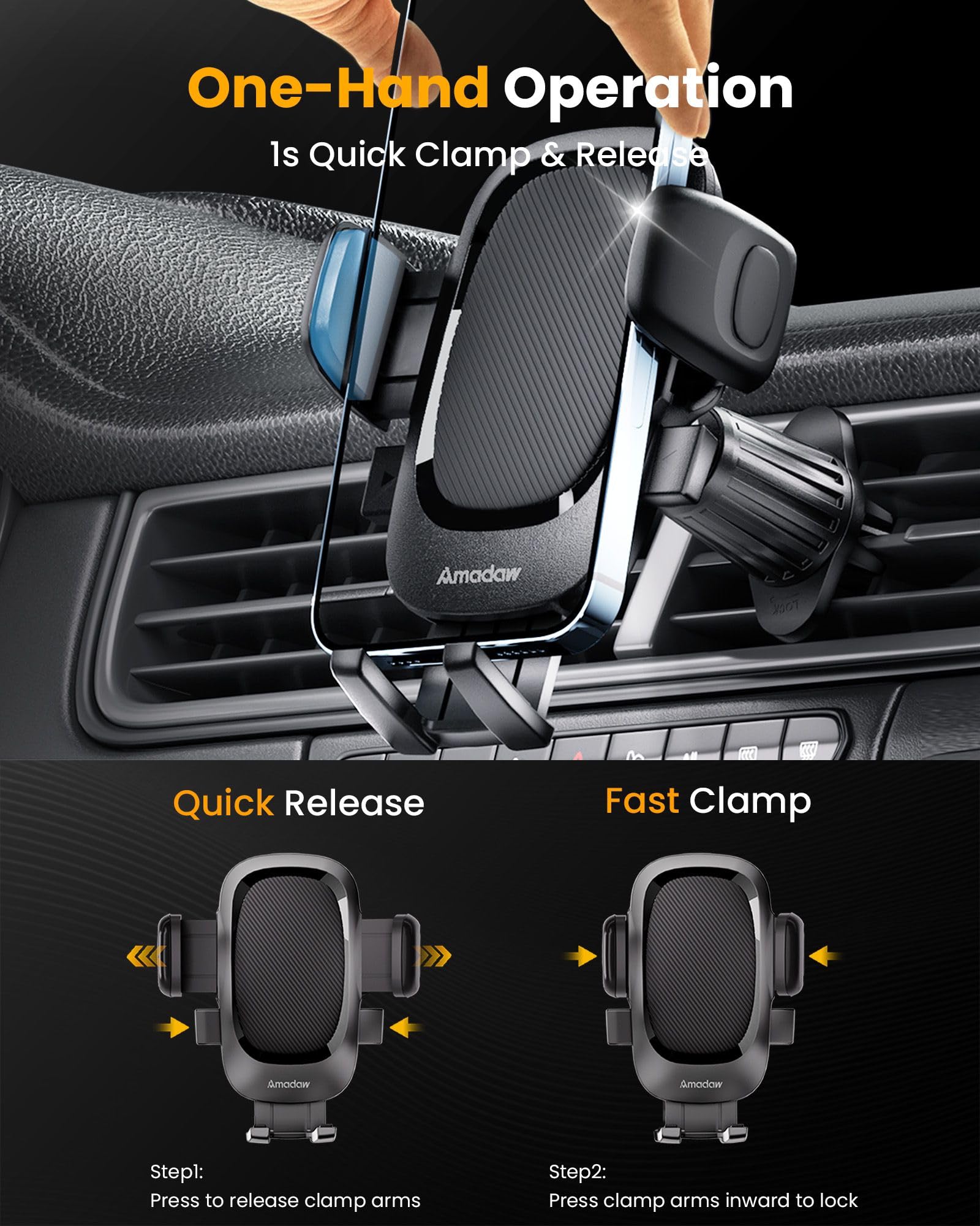 Amadaw Phone Holders For Your Car 3-In-1 Universal Mount For Windshield, Dashboard & Air Vent  Compatible With Iphone & Android Smartphones  Secure Fit For Pickup Trucks, Suvs & Sedans (Pink)
