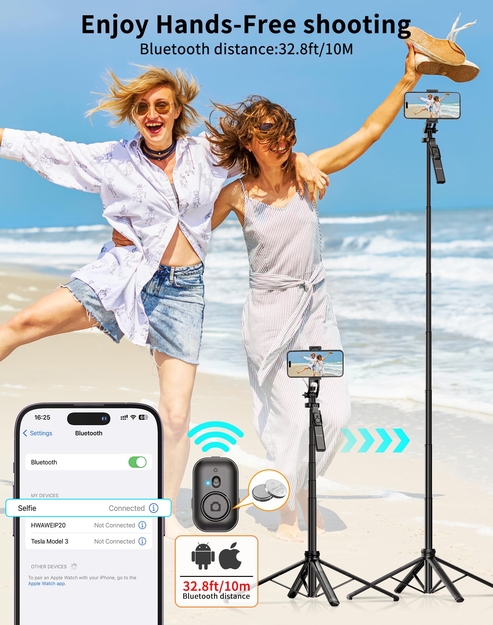 Stlian Selfie Stick Tripod Phone:70.8" Adjustable Stand For Iphone 15/Samsung S23/Gopro, Portable Tripod For Camera & Phone, Vlogging, Youtube Live Streaming, Travel Photography