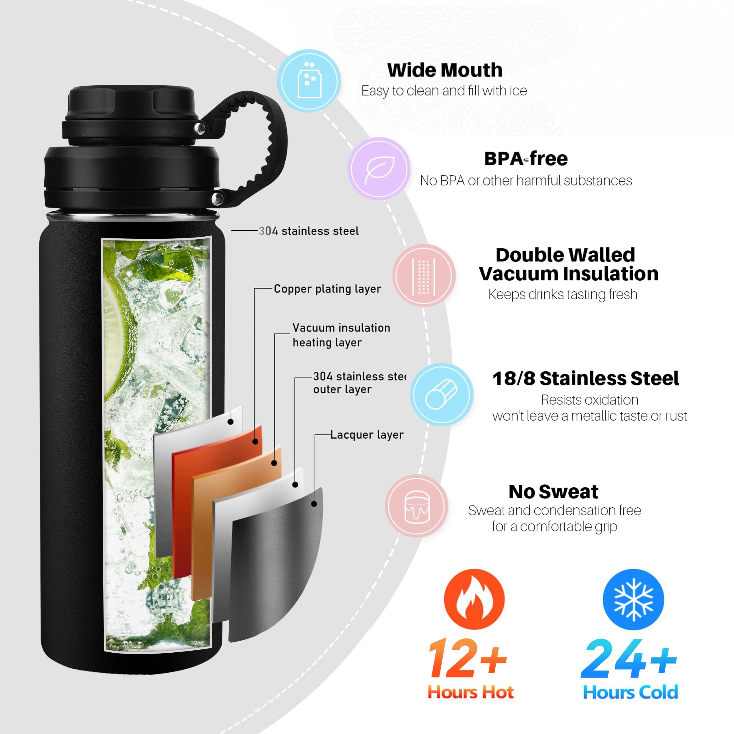 Stainless Steel Fruit Tea Infuser Bottle - Insulated Travel Water Bottle With Infuser