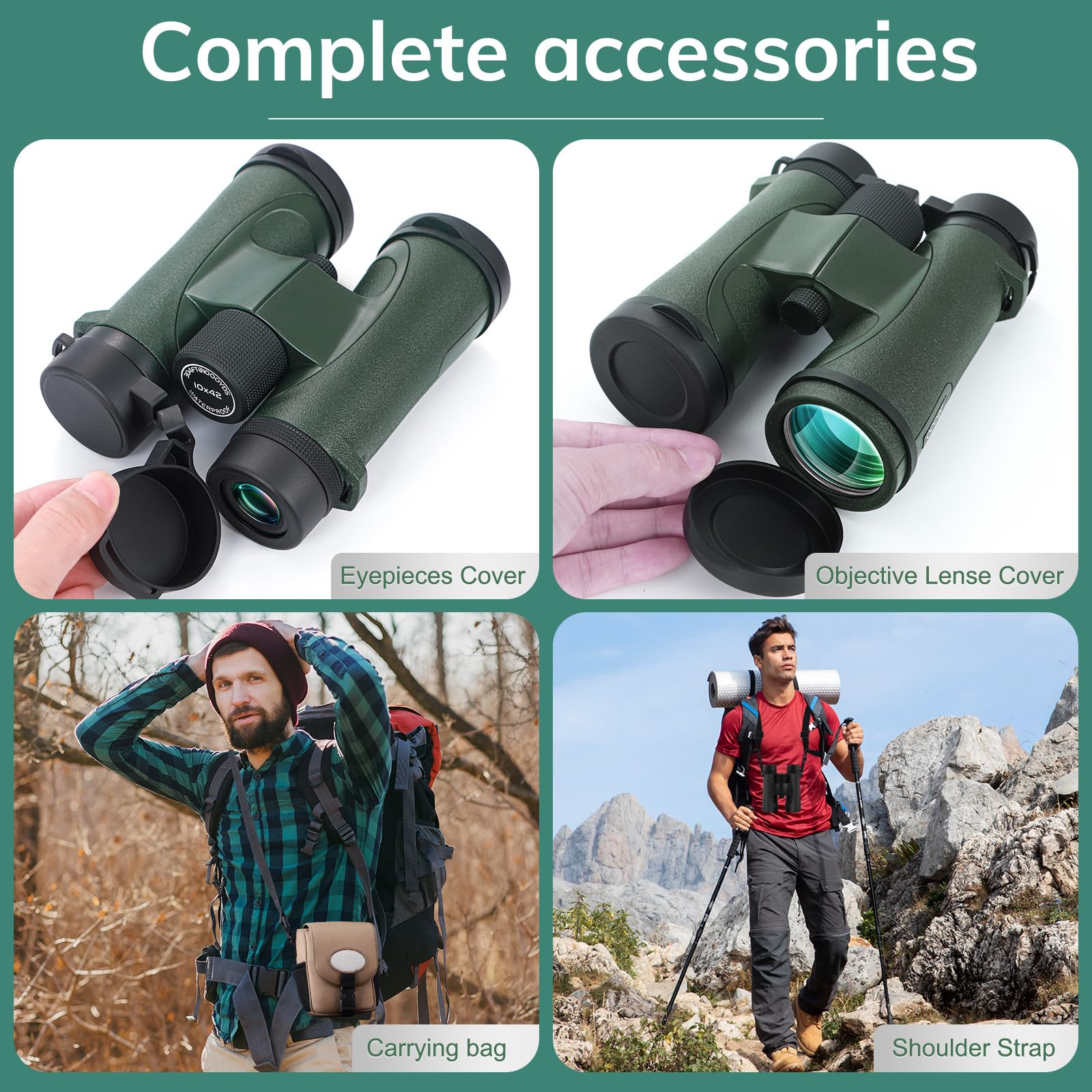 Occer 10X42 Professional Binoculars Adults, Easy Focus Compact Binoculars With Shoulder Strap Carrying Bag, Waterproof Premium Optics Binocular Perfect For Hunting Cruise Ship