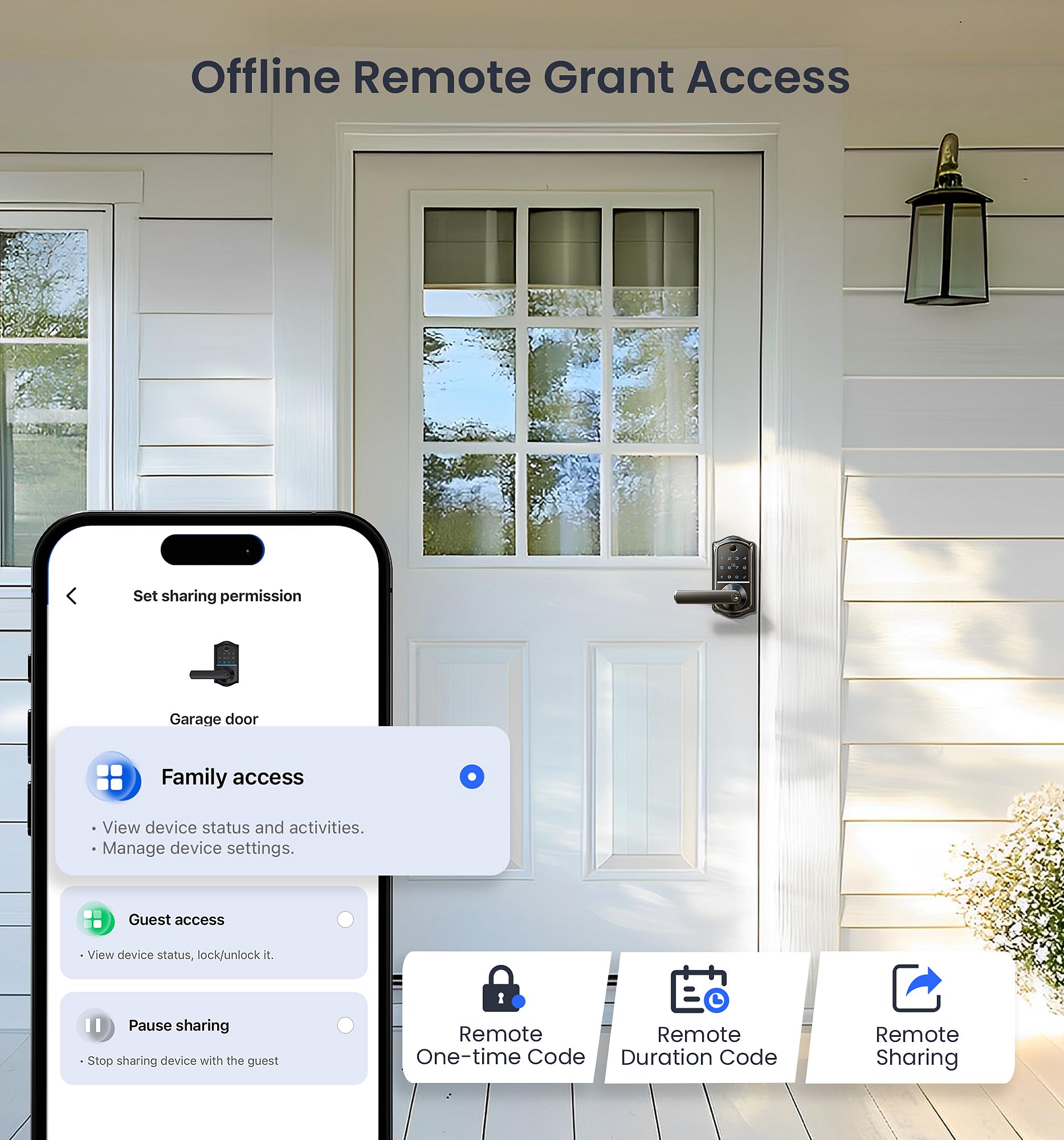 Veise Ve019 Fingerprint Smart Lock, 7-In-1 Keyless Entry Door Lock With Handle, App Control, Remotely Grant Access & Code, Electronic Keypad Smart Knob For Front Door, Easy Installation, Matte Black