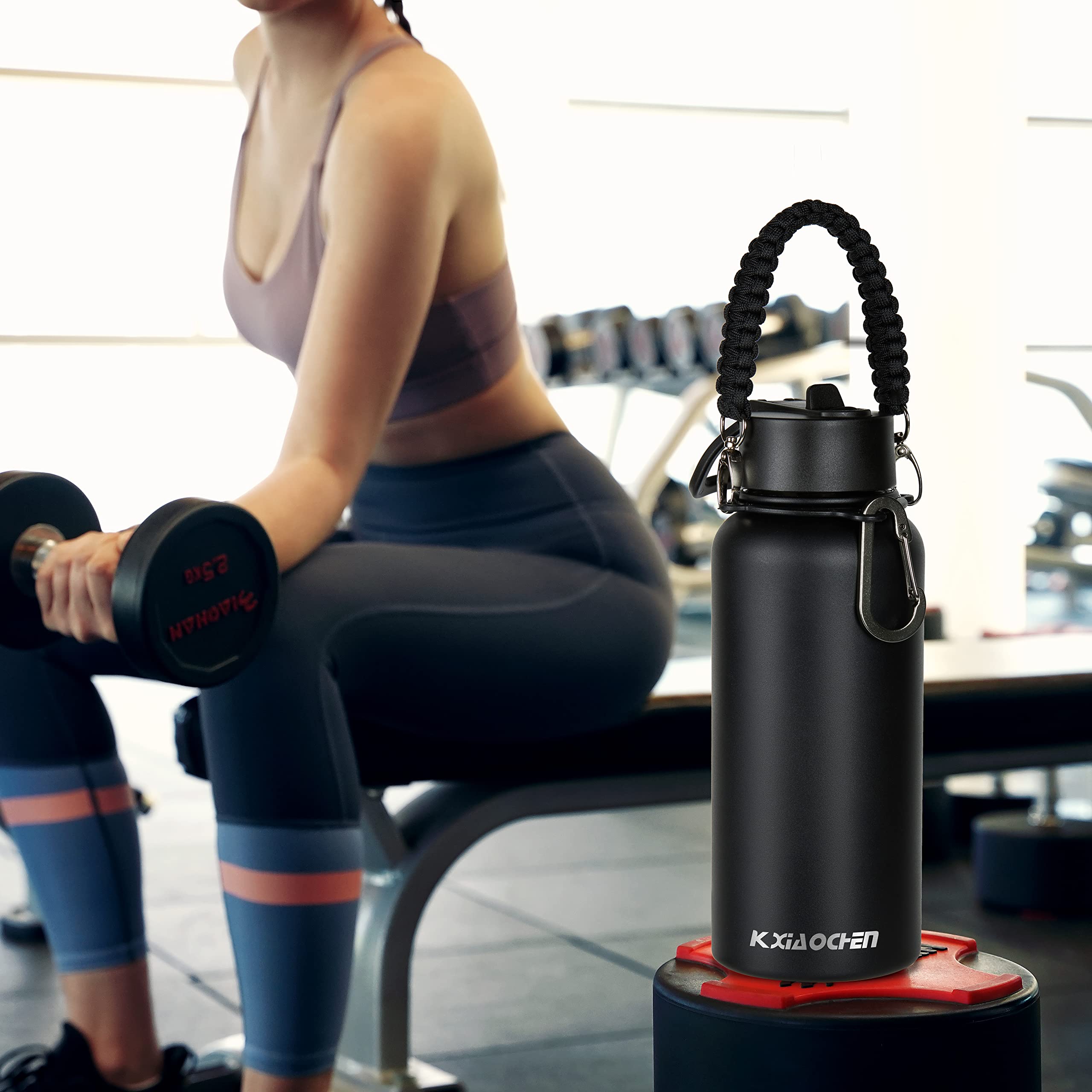 Kxiaochen Insulated Water Bottle, Stainless Steel Water Bottle, 2 Lids (Straw And Handle Lid)