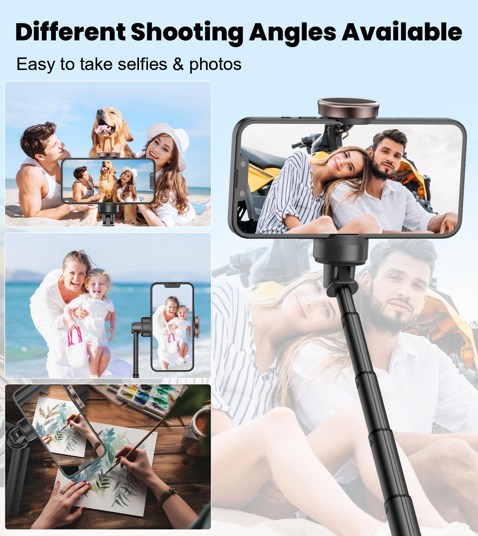 Toneof 60" Selfie Stick Tripod For Video,All-In-1 Extendable Cell Phone Tripod Stand With Integrated Remote,360° Rotate Lightweight & Portable Tripod For 4-7” Iphone/Android/Photo & Video Kits/Travel