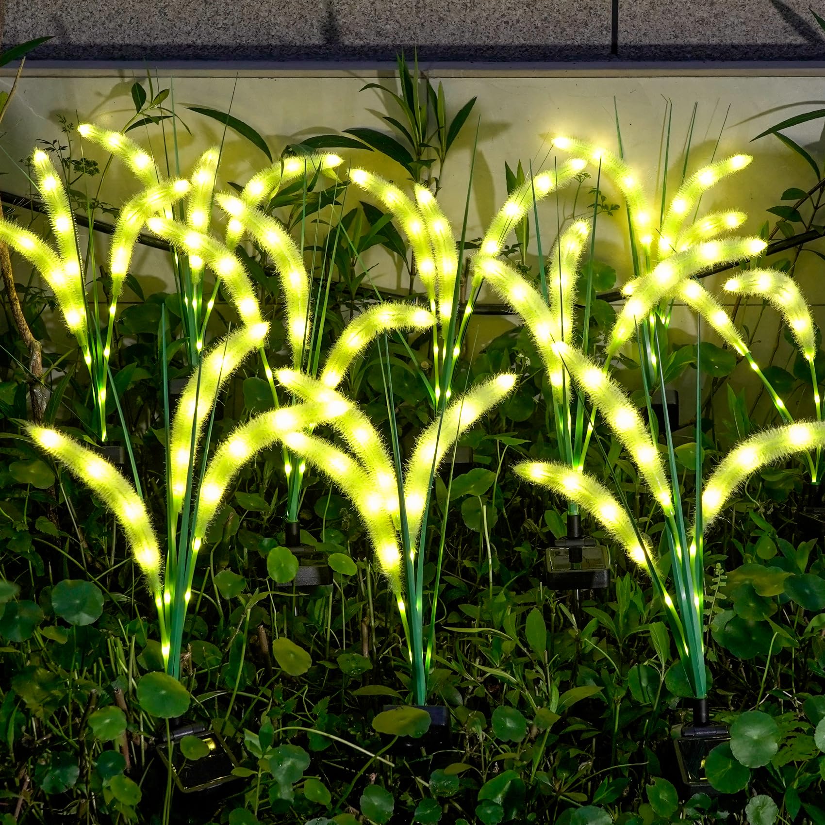 Dooyard Solar Garden Lights, Solar Green Foxtail Lights, Solar Lights Outdoor With Glowing Stems, Solar Lights Outside For Garden Decoration, Yard Decor And Gift For Mother (2 Pack)