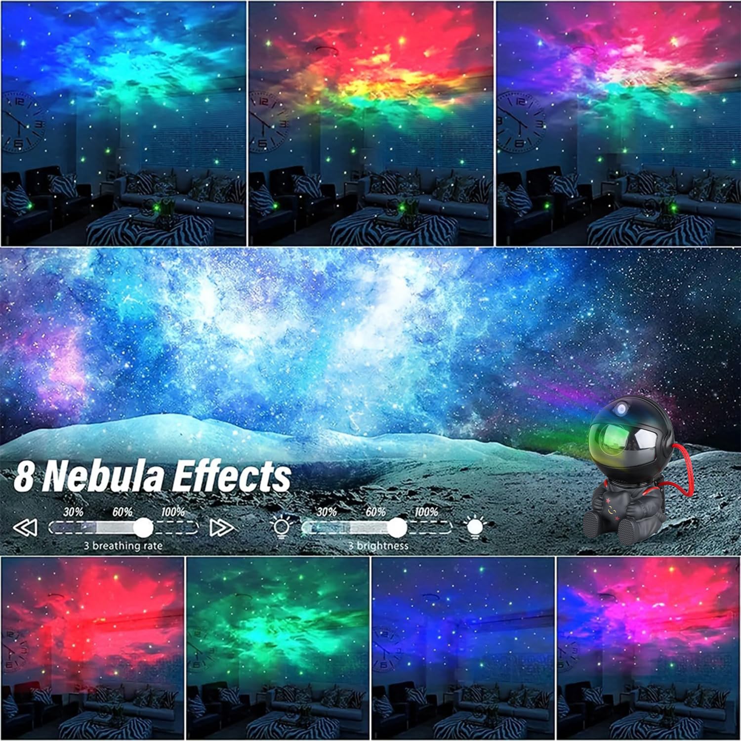 Yxqua Astronaut Star Projector, Star Projector Galaxy Light For Kids，8 Modes Remote And 270° Adjustable Led Lights For Bedroom, Girls Room Decoration, Home Theater, Ceiling, Timer(Original Black)
